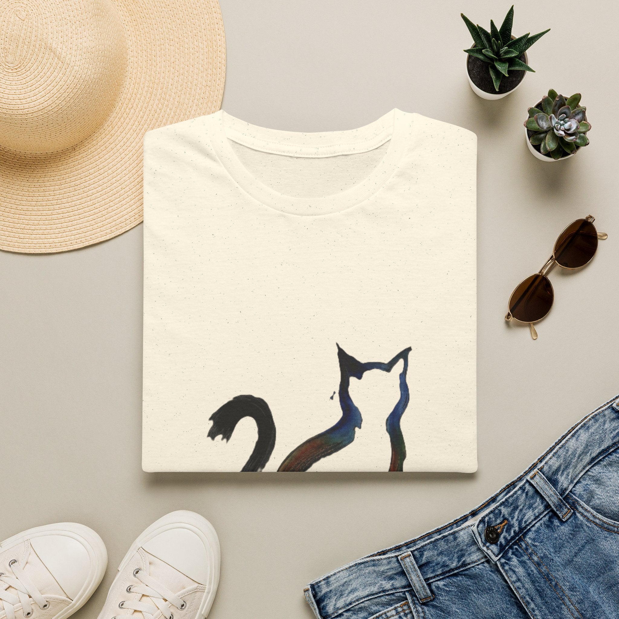 Silhouette Cat Illustration T-Shirt | Minimal Cat Artwork