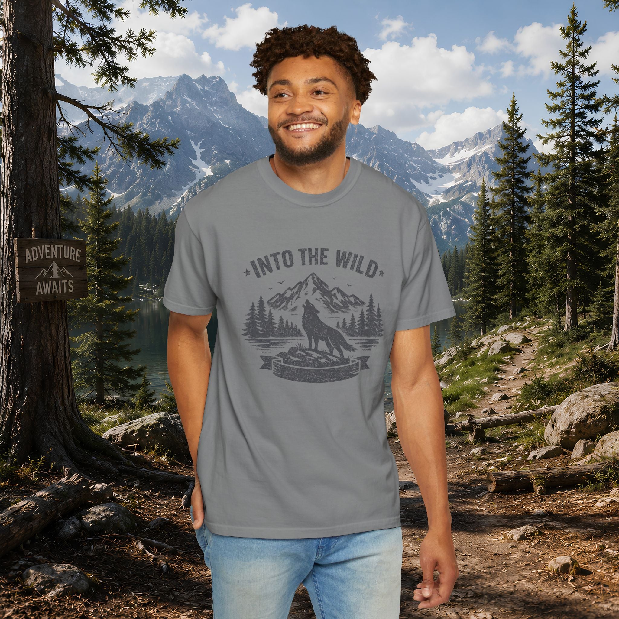 Into the Wild Wolf T-Shirt — Mountain Camping Adventure Tee