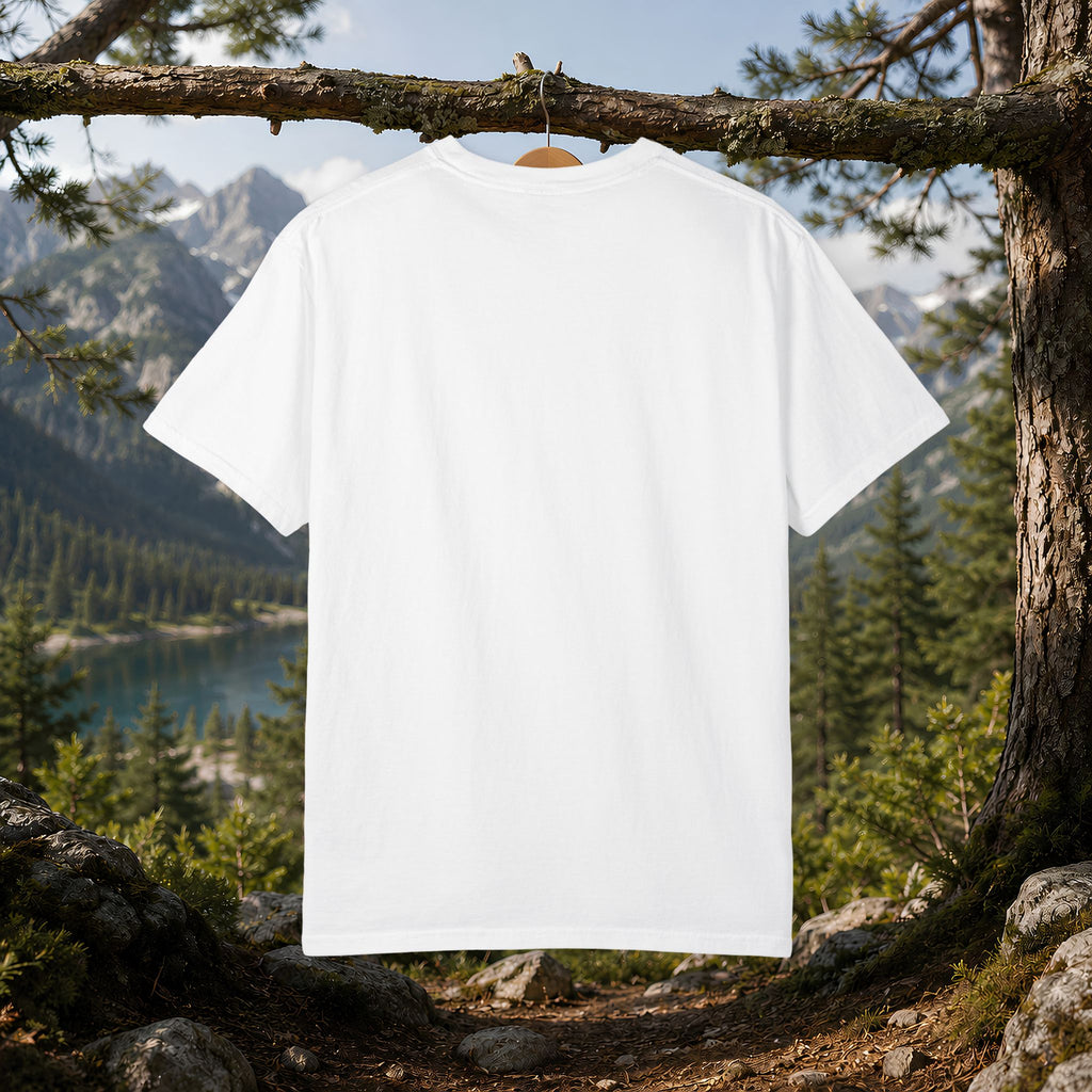 Scenic Route Camping T-Shirt — Retro Mountains & Tent Outdoor Tee