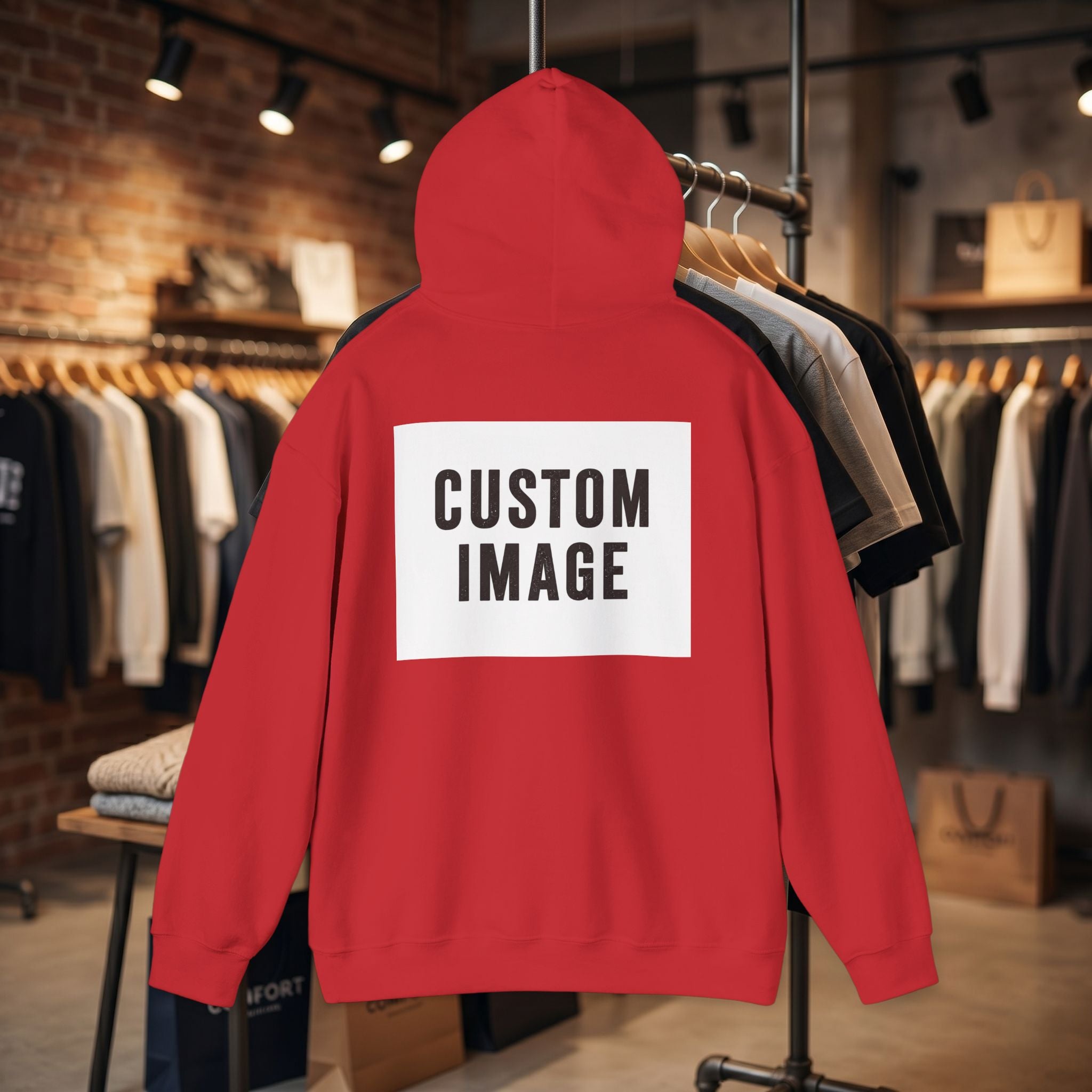 Custom Back Image Hoodie — Personalized White Pullover Hooded Sweatshirt