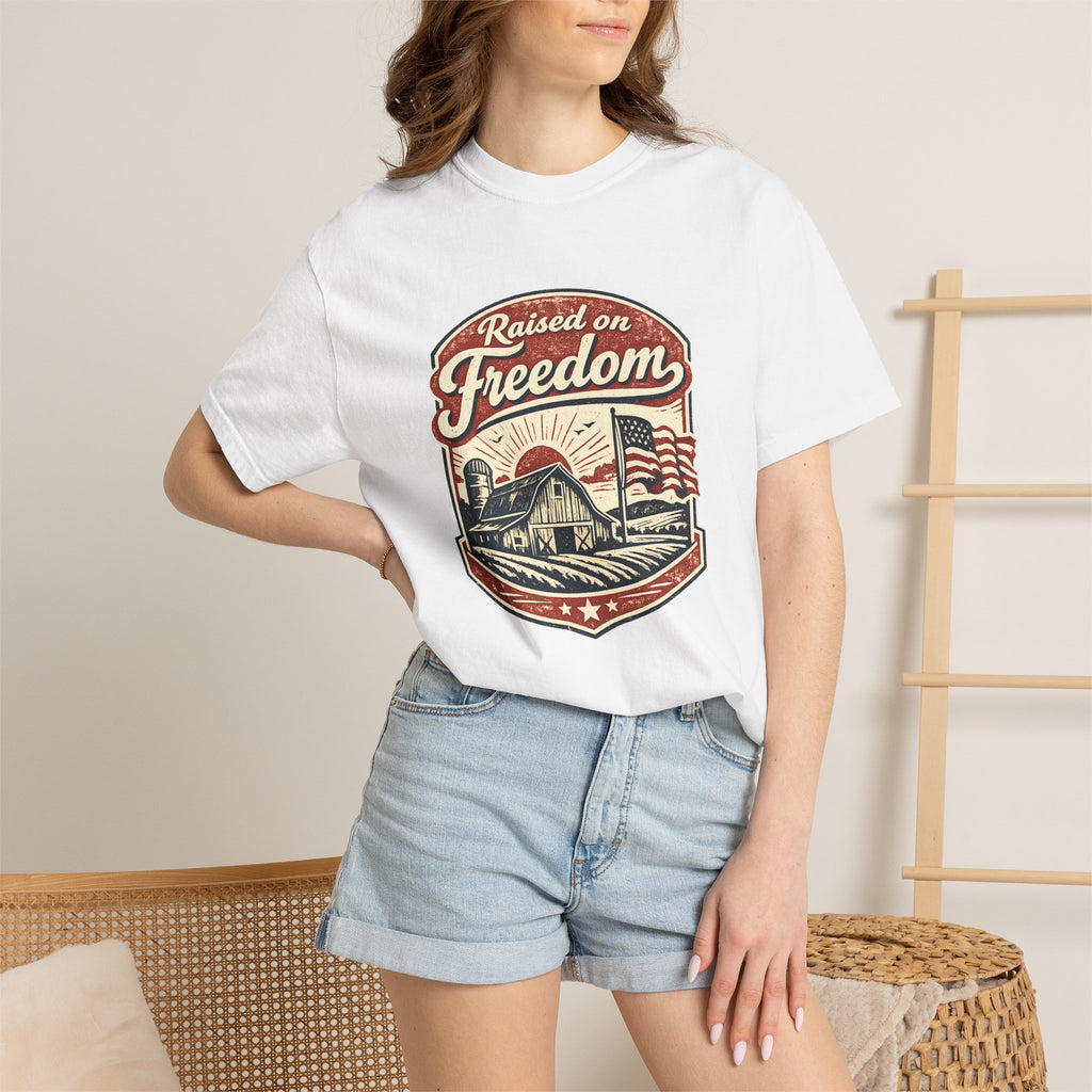 Raised on Freedom T-Shirt — Vintage American Flag Graphic Tee