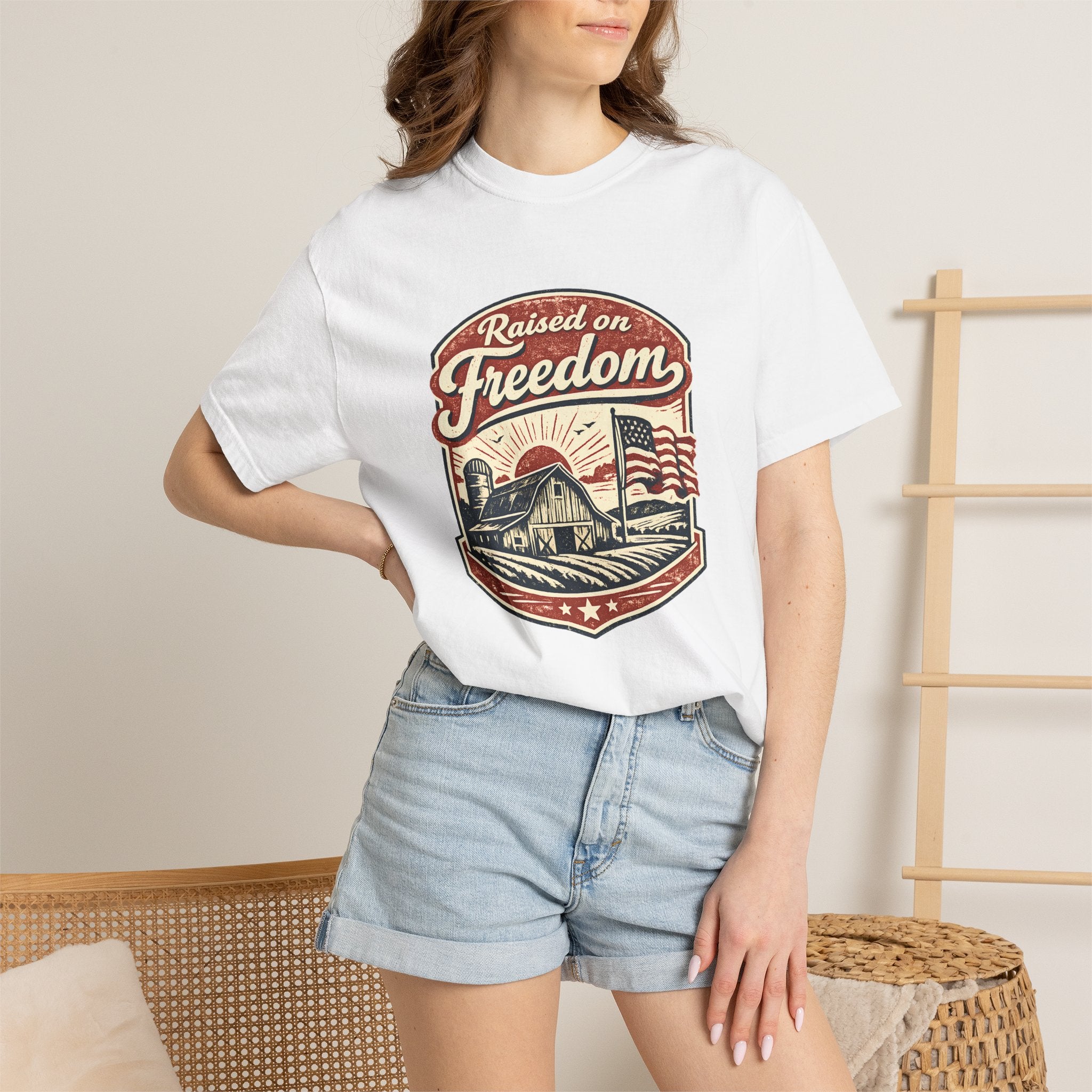 Raised on Freedom T-Shirt — Vintage American Flag Graphic Tee