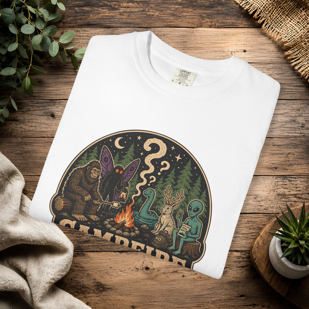 Campfire Cryptid Roll Call T-Shirt — Vintage Camping Patch Graphic