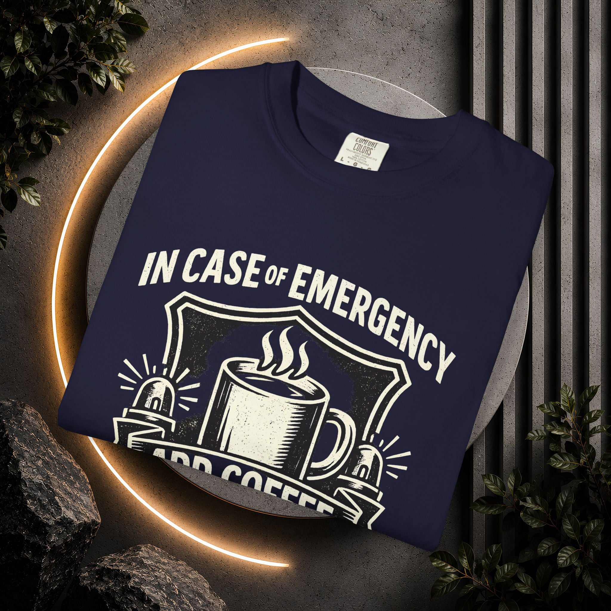 Coffee Emergency T-Shirt — "In Case of Emergency Add Coffee" Graphic Tee