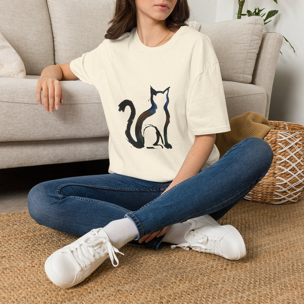 Silhouette Cat Illustration T-Shirt | Minimal Cat Artwork