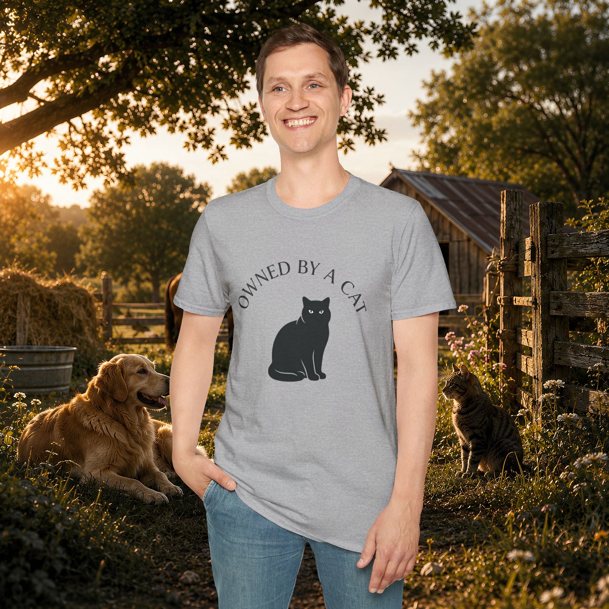 Owned By A Cat T-Shirt | Cat Silhouette Tee, Cat Lover Shirt