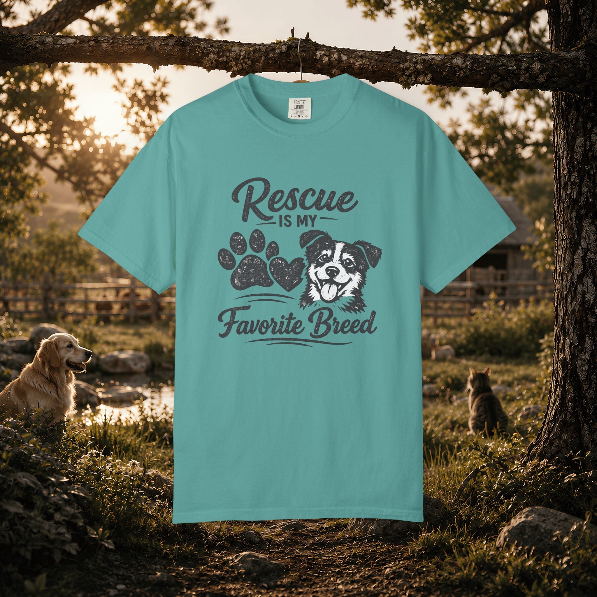 Rescue Is My Favorite Breed T-Shirt — Dog Rescue Paw Print Tee