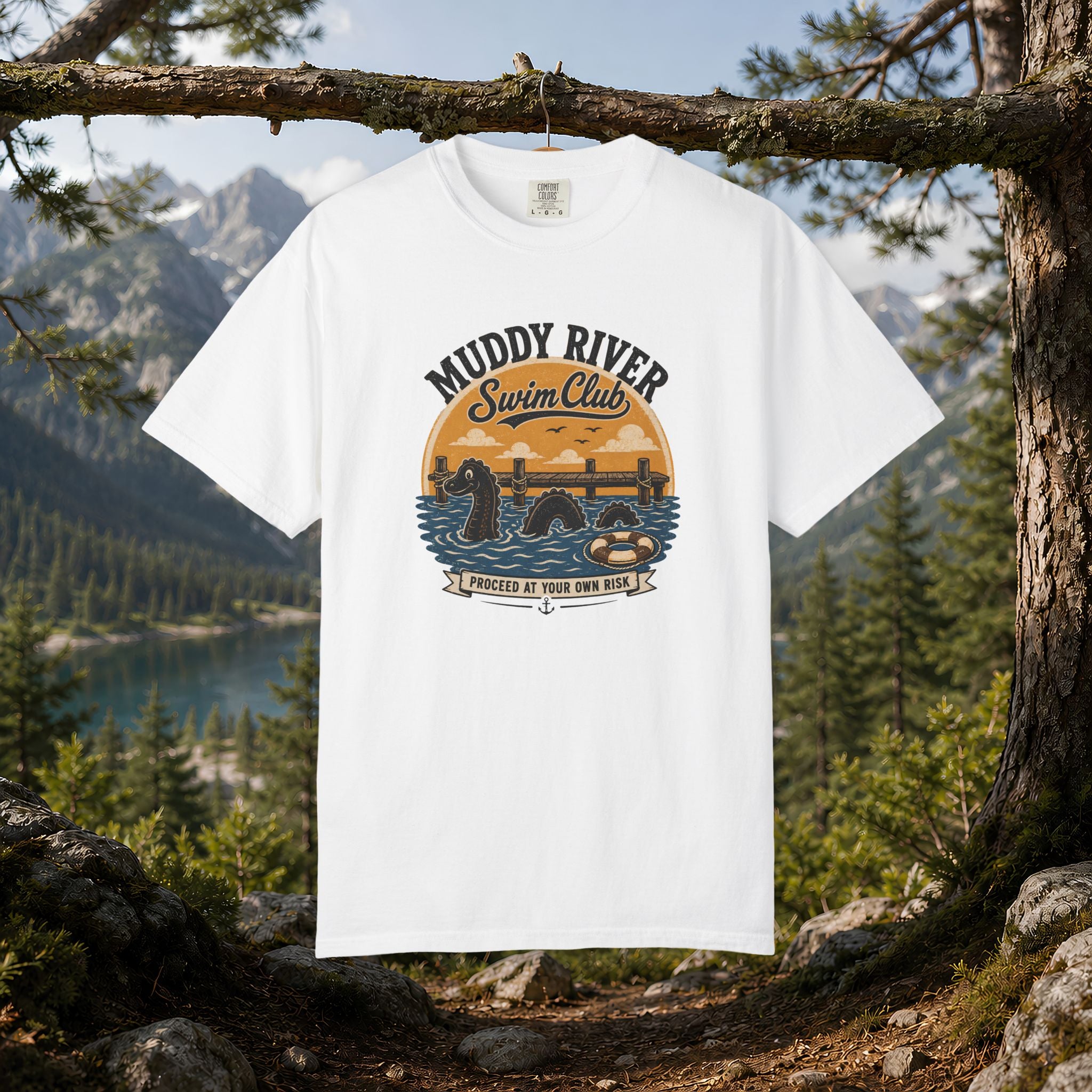 Monongy Swim Club Vintage T-Shirt — Retro Cryptid River Graphic