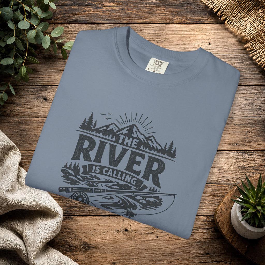 The River Is Calling T-Shirt — Rustic Fishing & Kayak Outdoor Tee