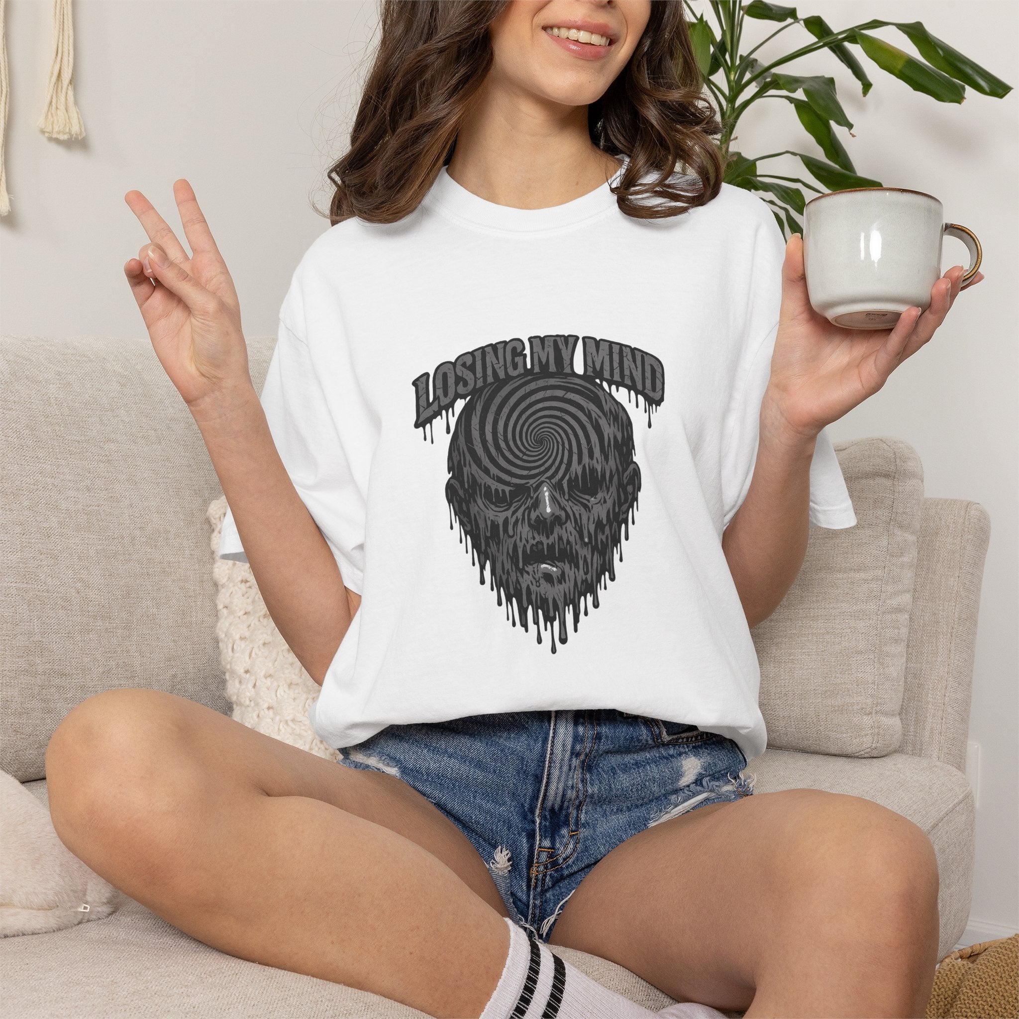 Losing My Mind Skull Tee — Psychedelic Spiral Graphic T-Shirt