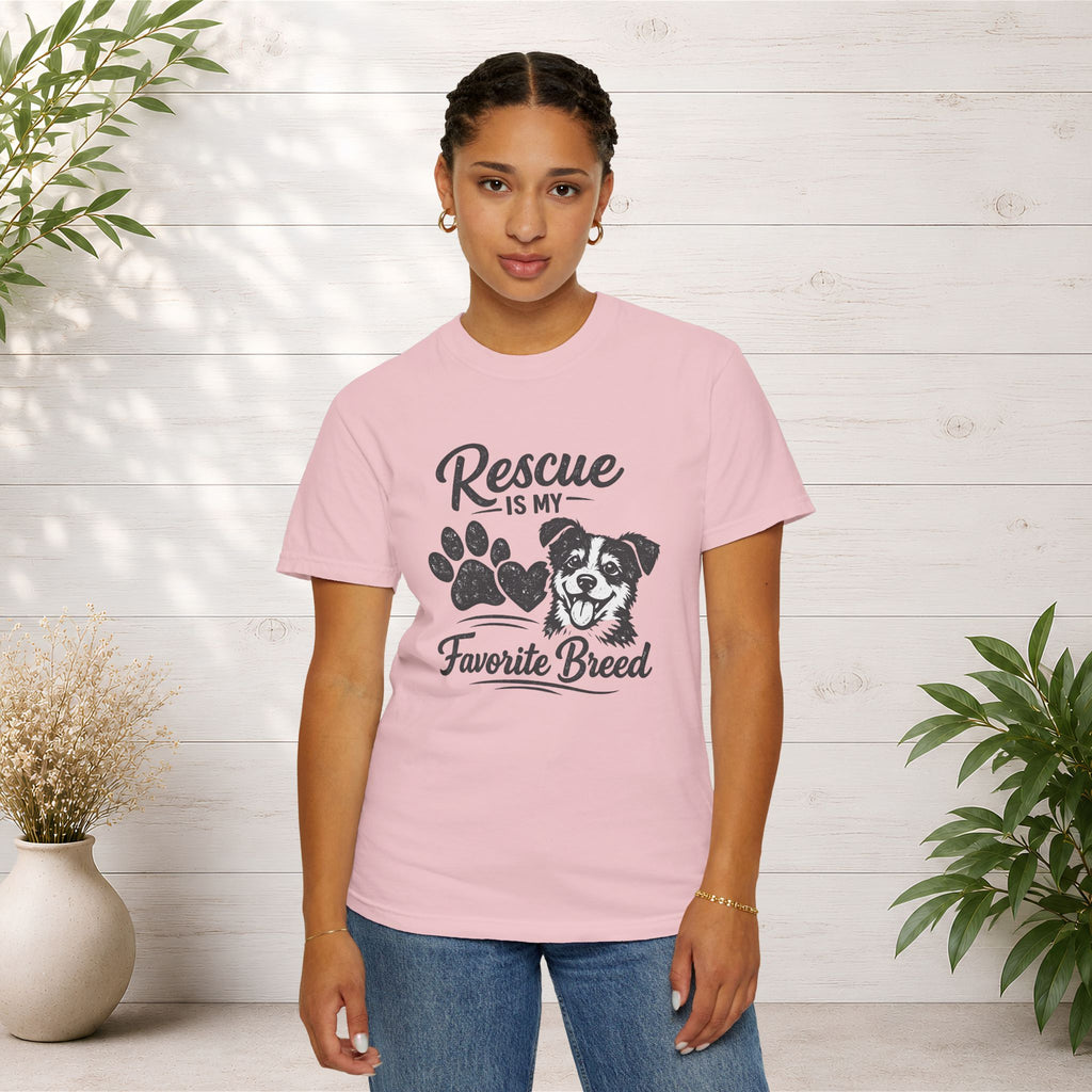 Rescue Is My Favorite Breed T-Shirt — Dog Rescue Paw Print Tee