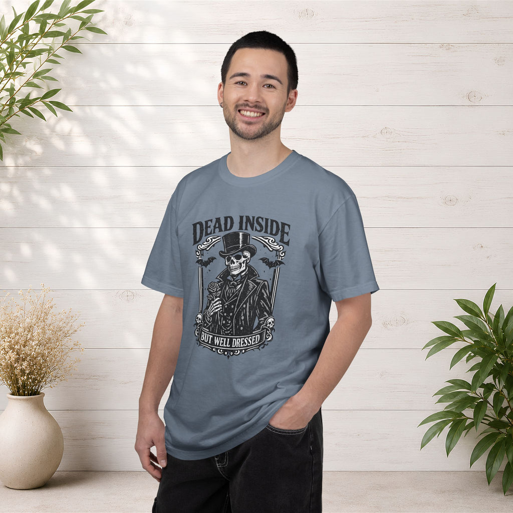 Dead Inside But Well Dressed T-Shirt — Gothic Skeleton Vintage Graphic Tee