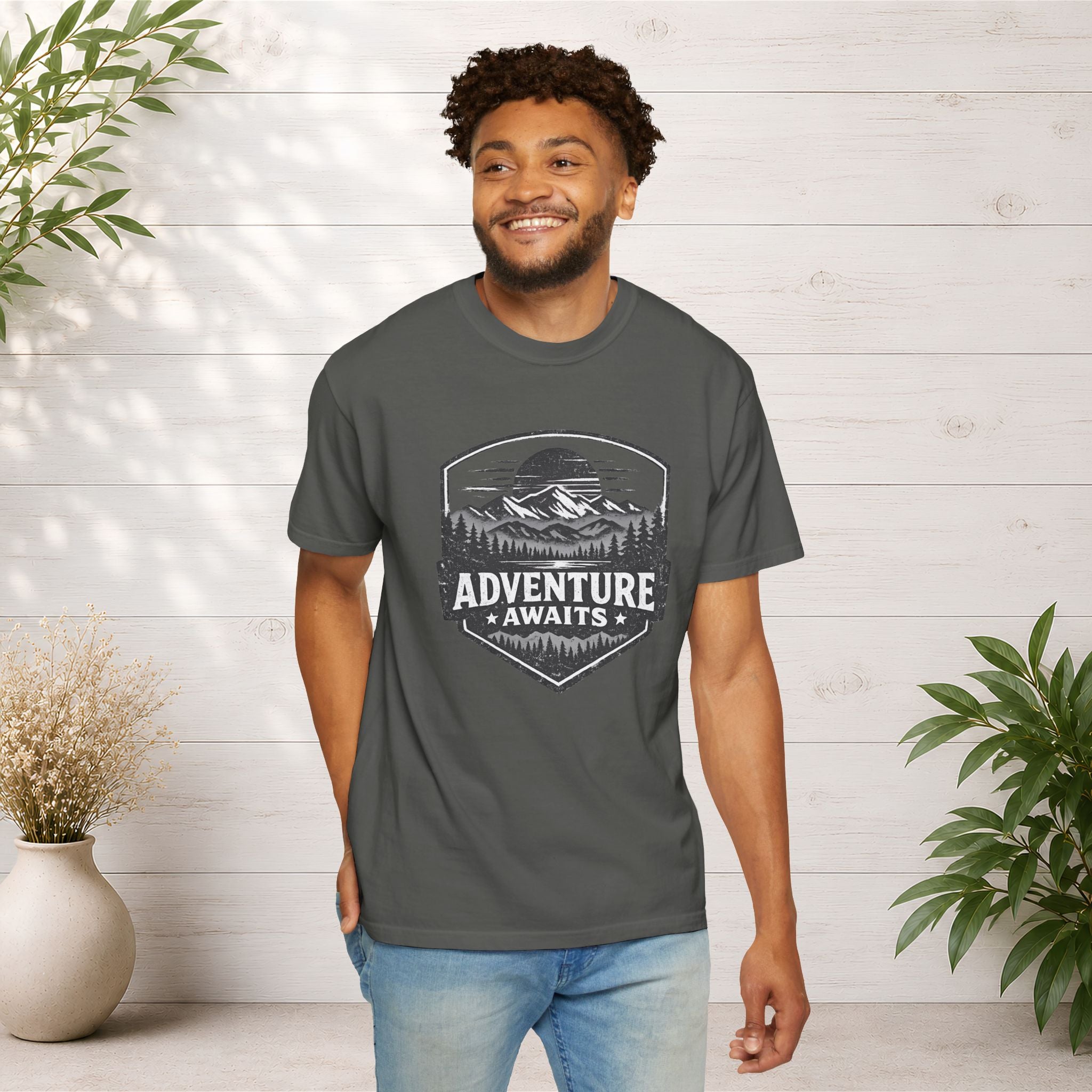 Adventure Awaits T-Shirt — Mountain Hiking Outdoors Tee