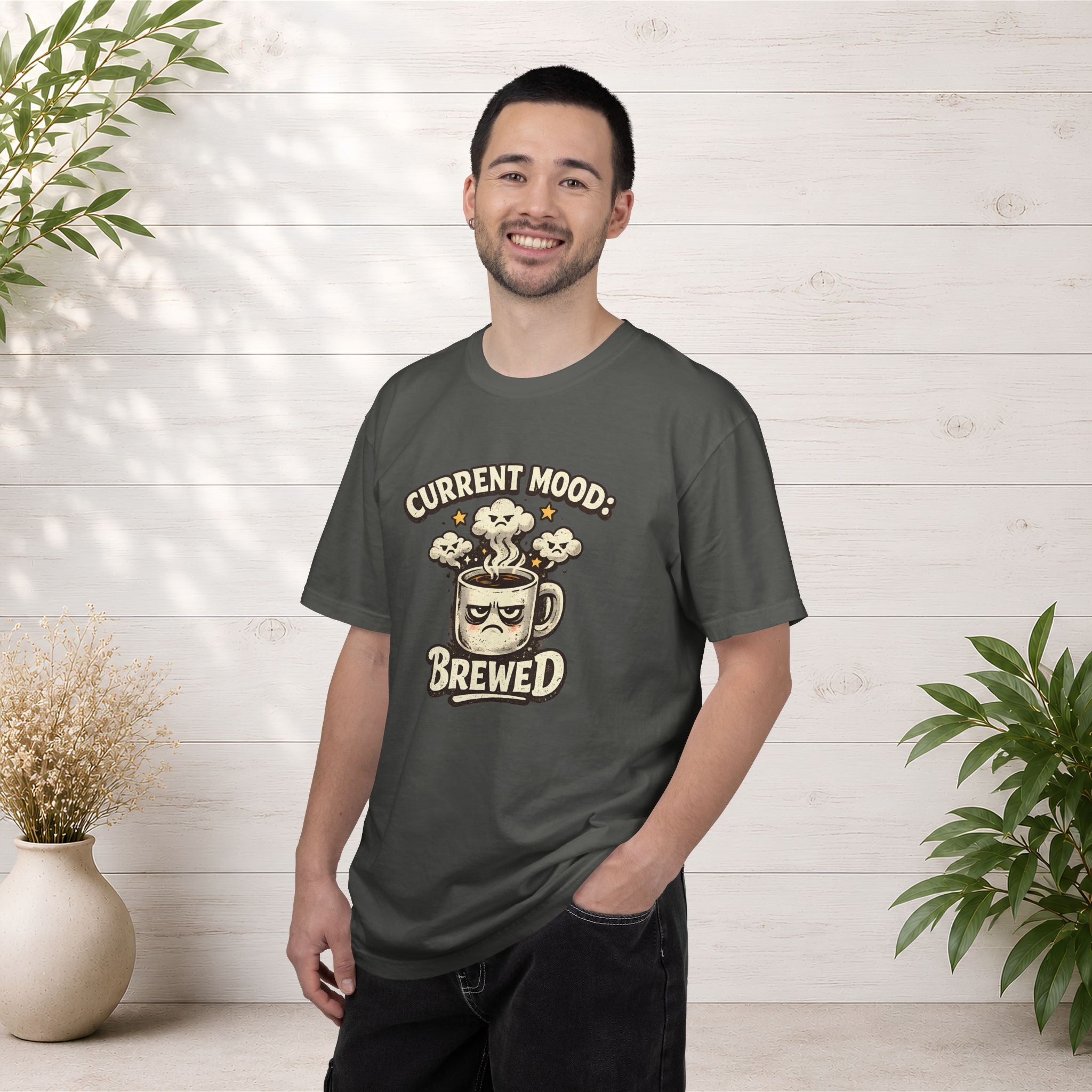 Coffee T-Shirt — "Current Mood: Brewed" Graphic Tee