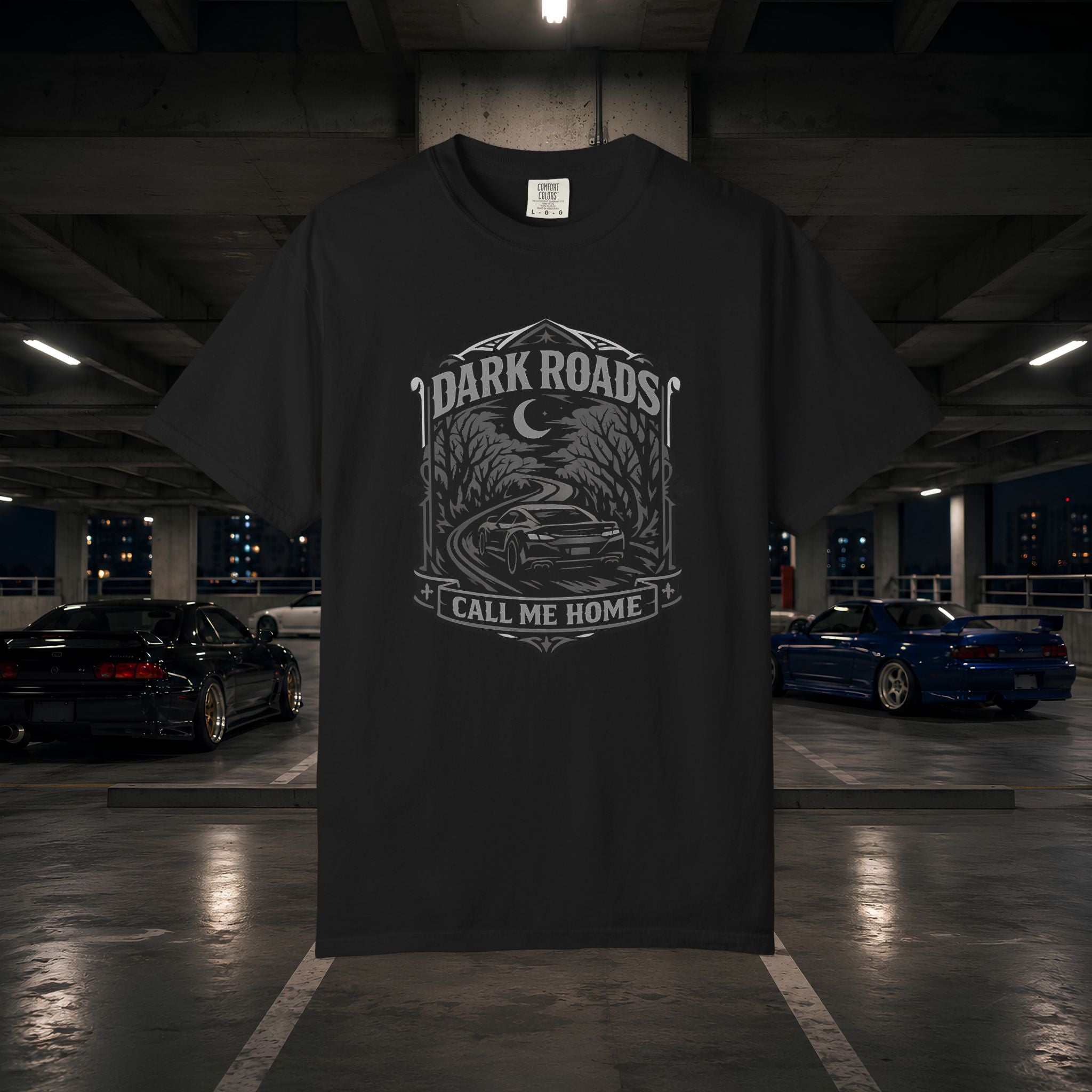 Dark Roads Call Me Home T-Shirt — Vintage Night Drive Graphic Tee
