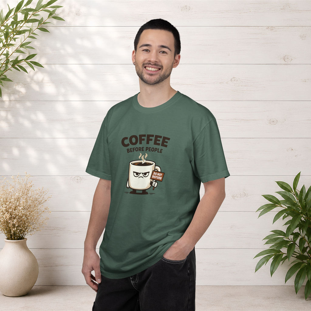 Coffee Before People T‑Shirt — Funny Morning Coffee Graphic Tee