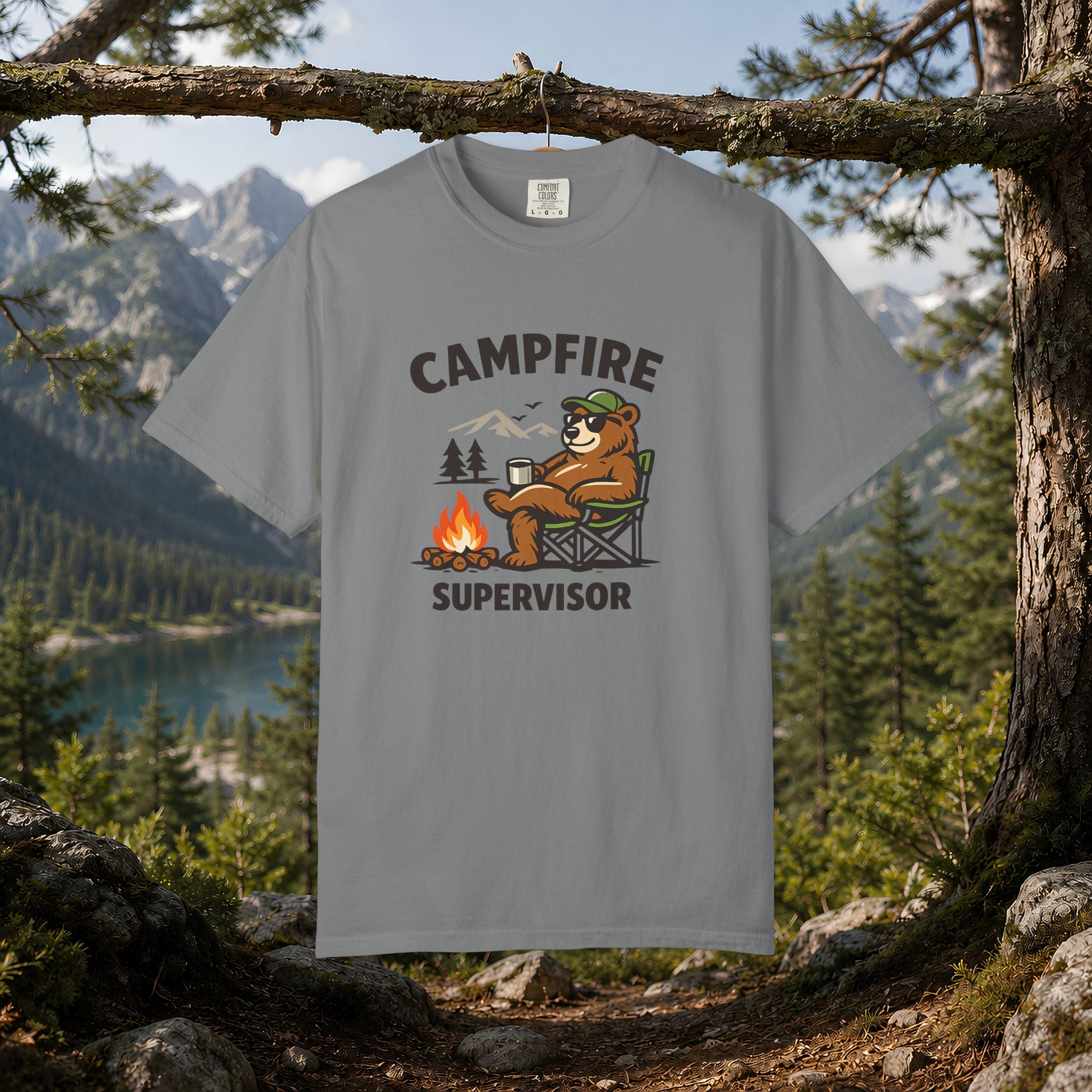 Campfire Supervisor T-Shirt — Funny Bear Camping Tee