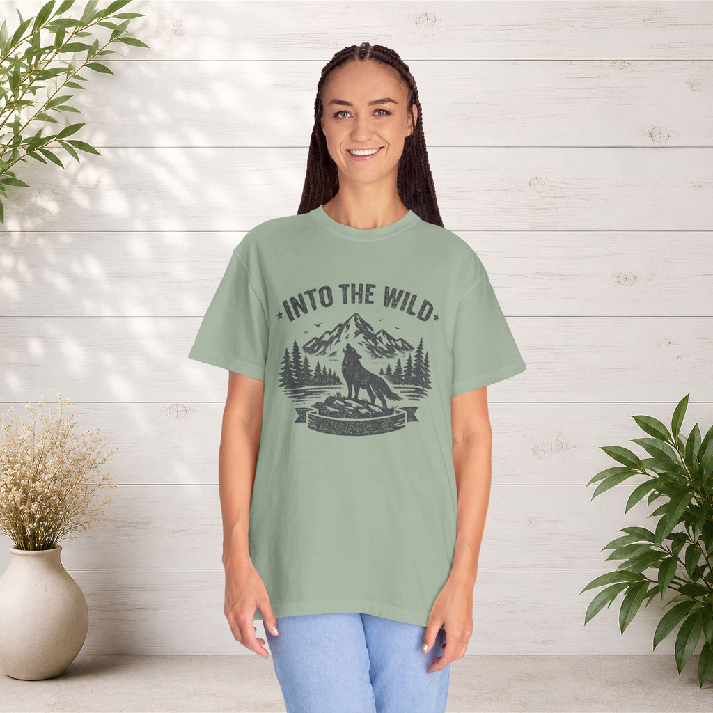 Into the Wild Wolf T-Shirt — Mountain Camping Adventure Tee