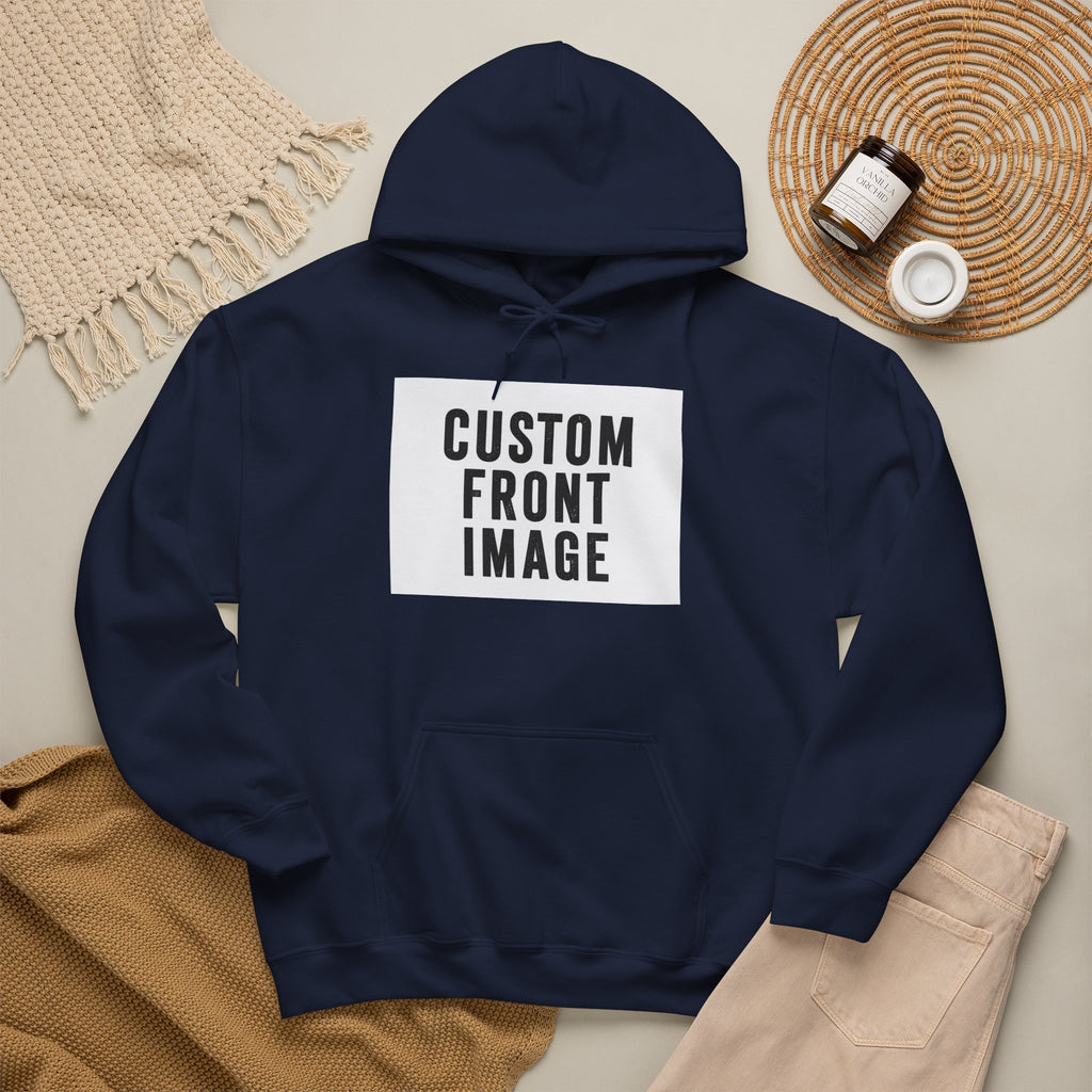 Custom Front Image Hoodie — Personalized White Pullover Hooded Sweatshirt