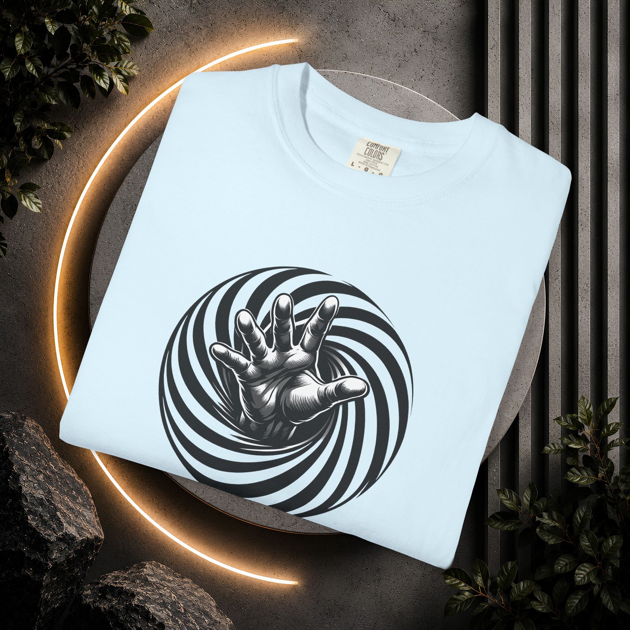 Optical Spiral Hand Graphic T-Shirt