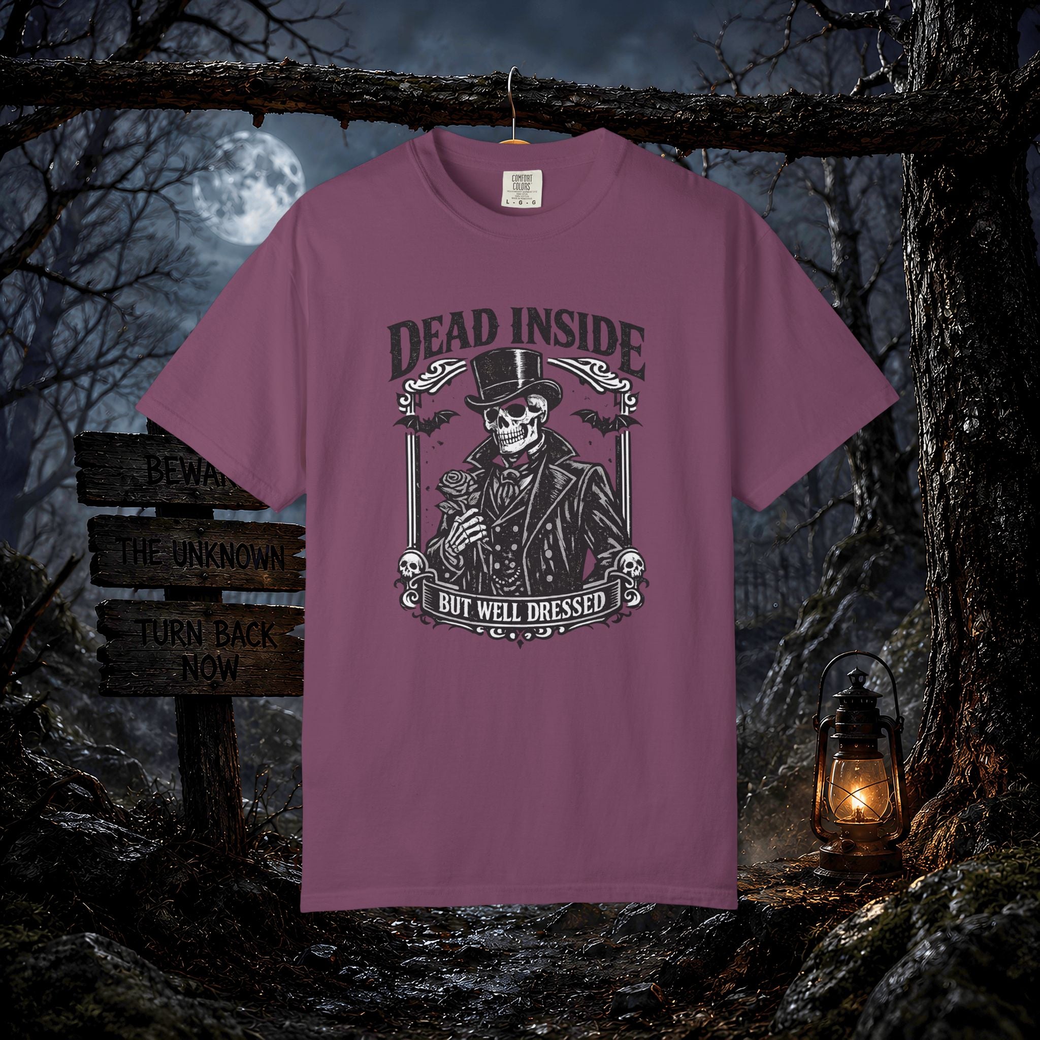 Dead Inside But Well Dressed T-Shirt — Gothic Skeleton Vintage Graphic Tee