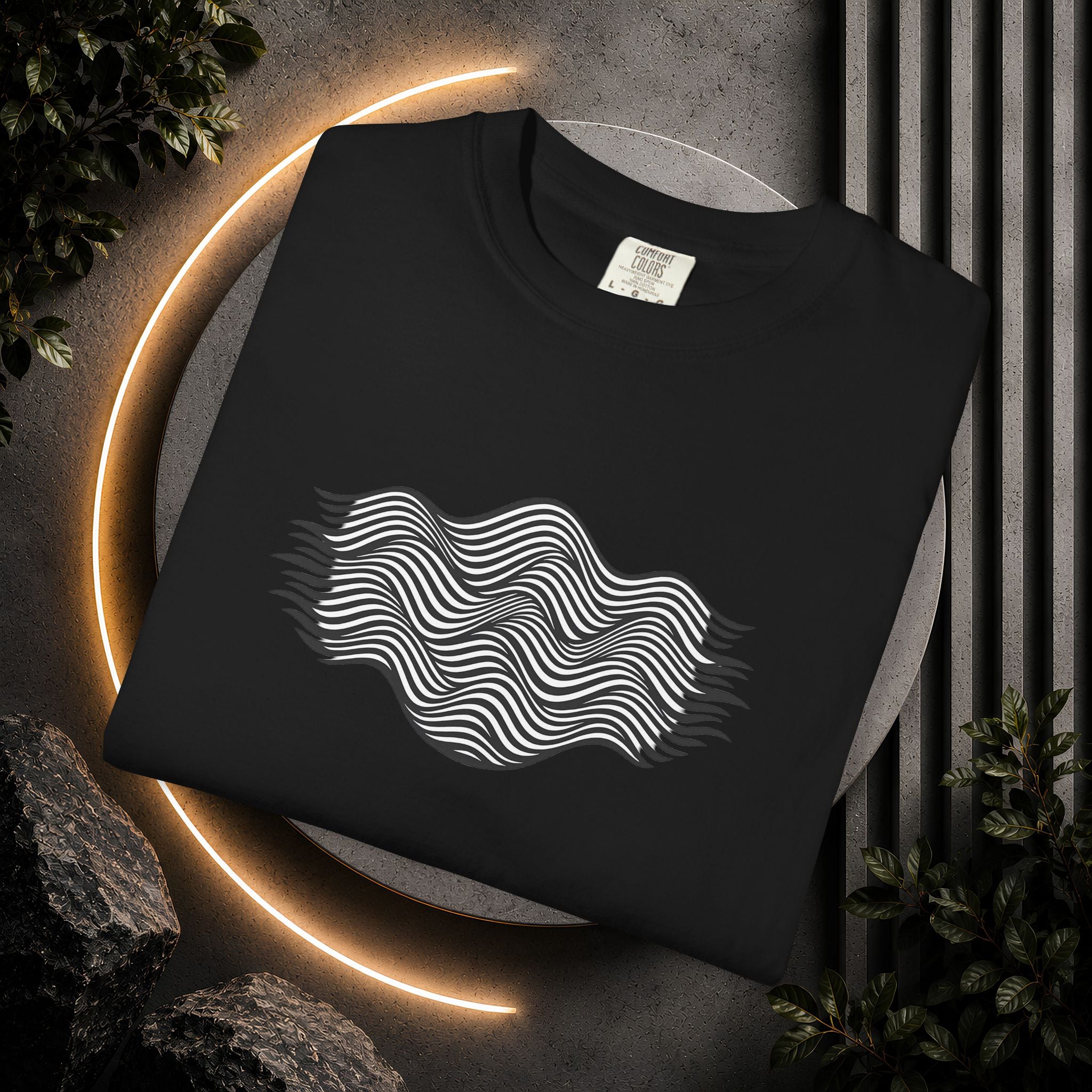 Minimal Wave Graphic T-Shirt — Abstract Line Art Tee