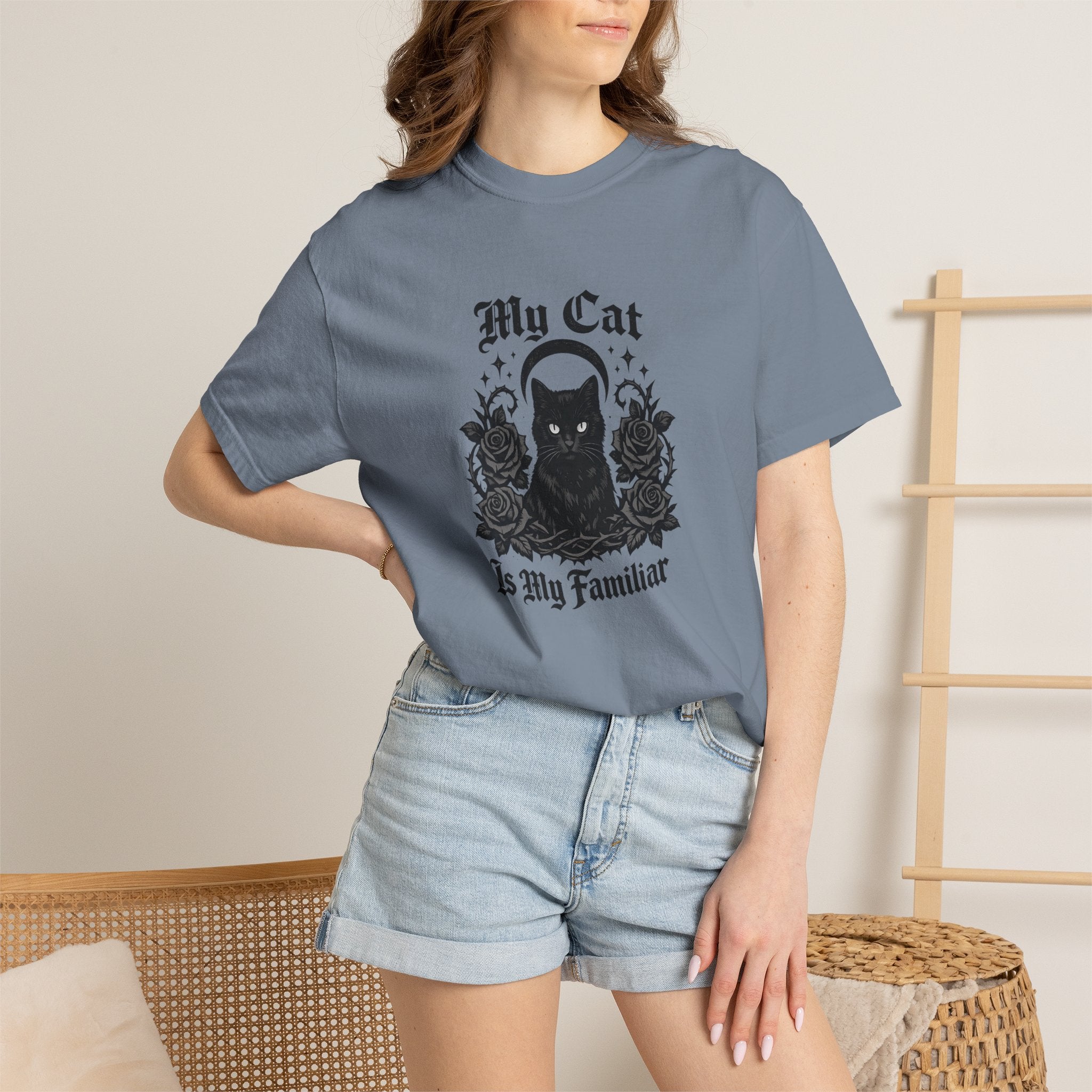 My Cat Is My Familiar T-Shirt — Gothic Cat Witch Tee