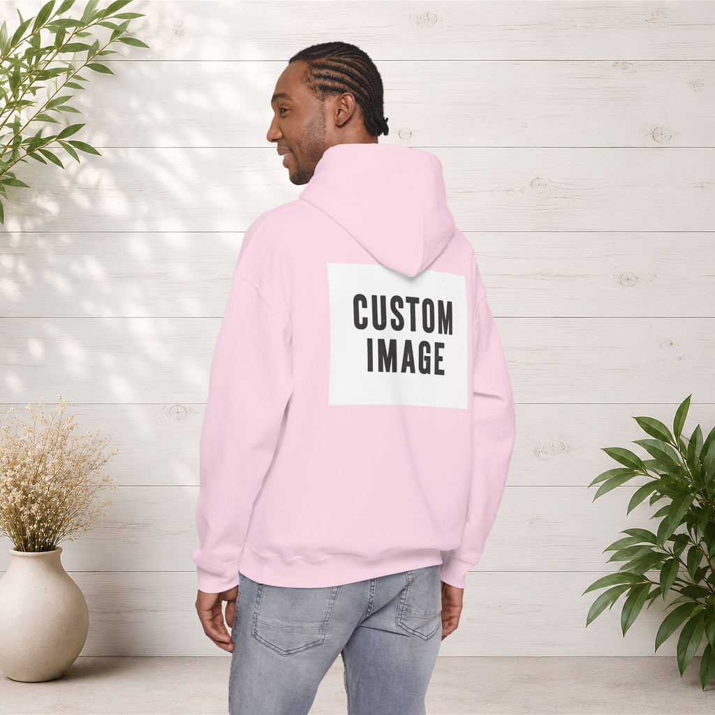 Custom Back Image Hoodie — Personalized White Pullover Hooded Sweatshirt