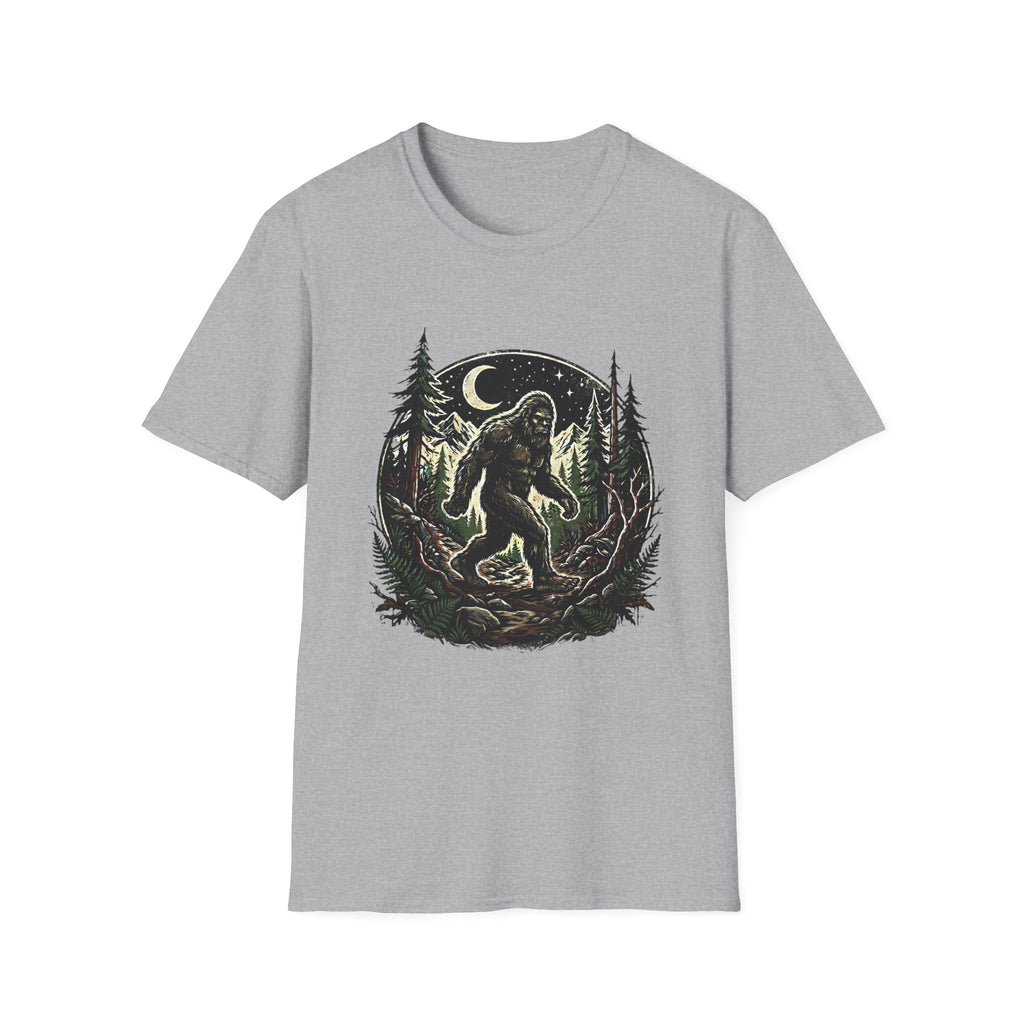 Bigfoot Forest Moon T-Shirt | Sasquatch Night Hiking Design