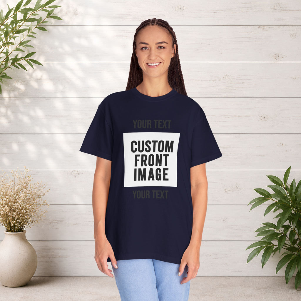 Custom Front Square Print T-Shirt — Personalized Text & Image Tee