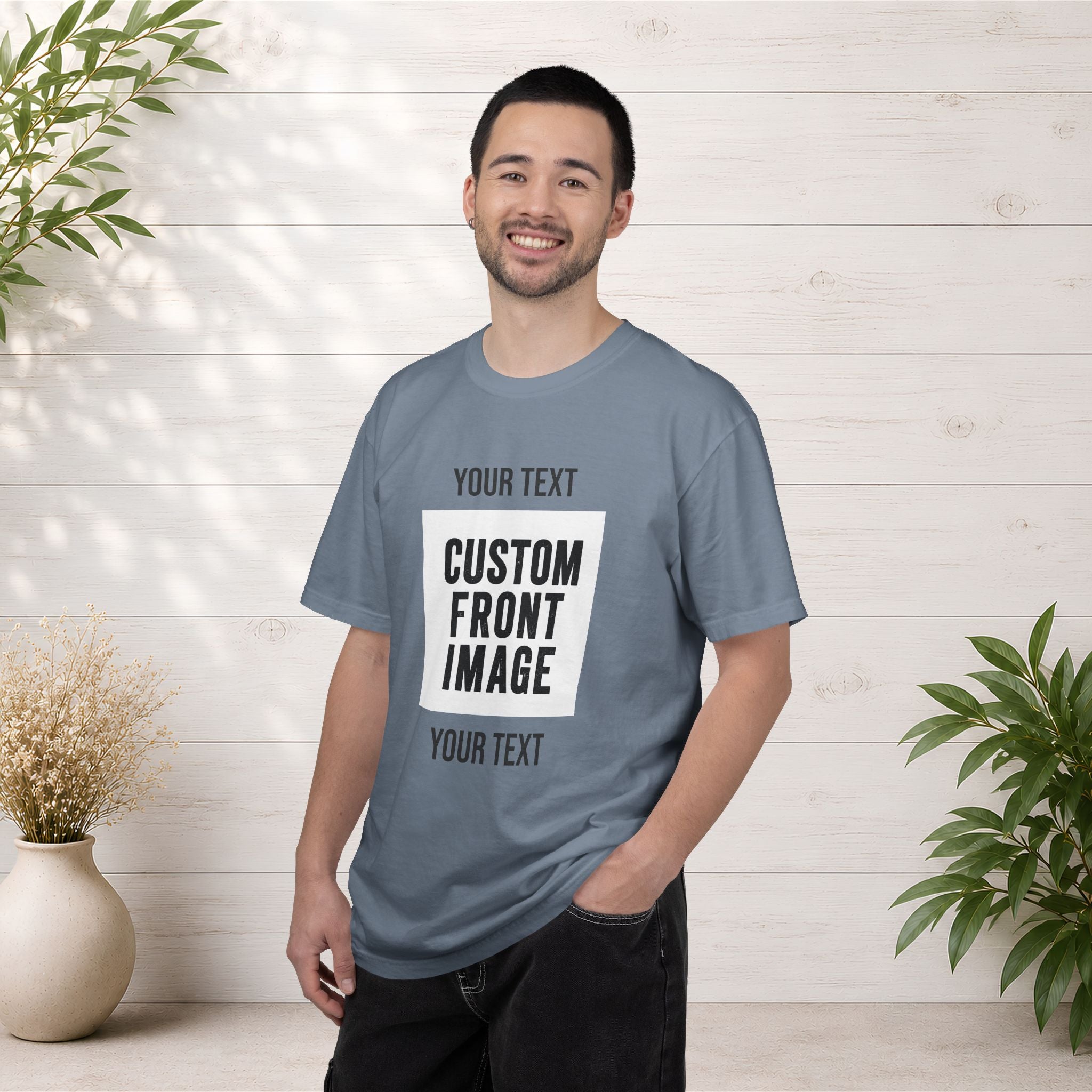 Custom Front Square Print T-Shirt — Personalized Text & Image Tee
