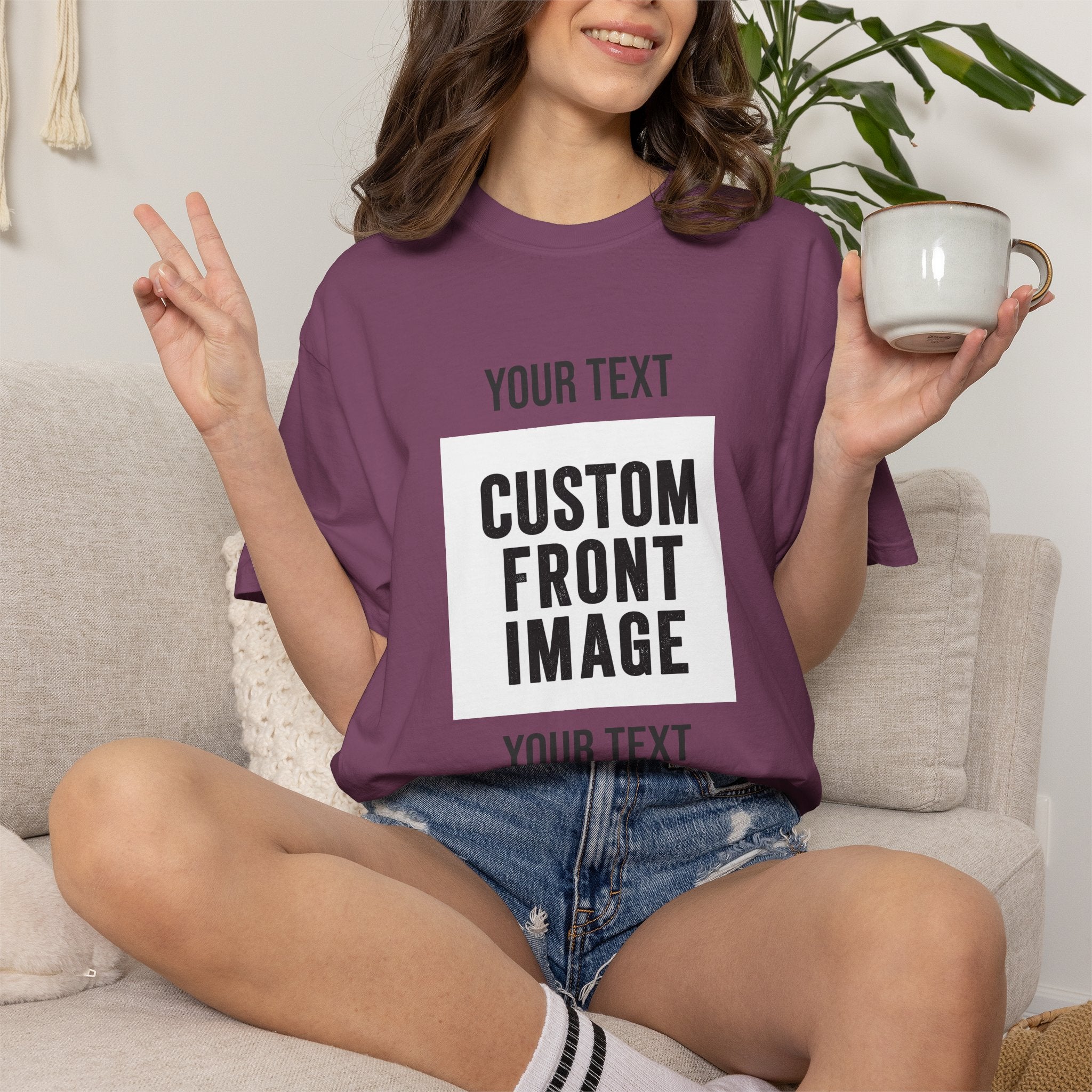Custom Front Square Print T-Shirt — Personalized Text & Image Tee