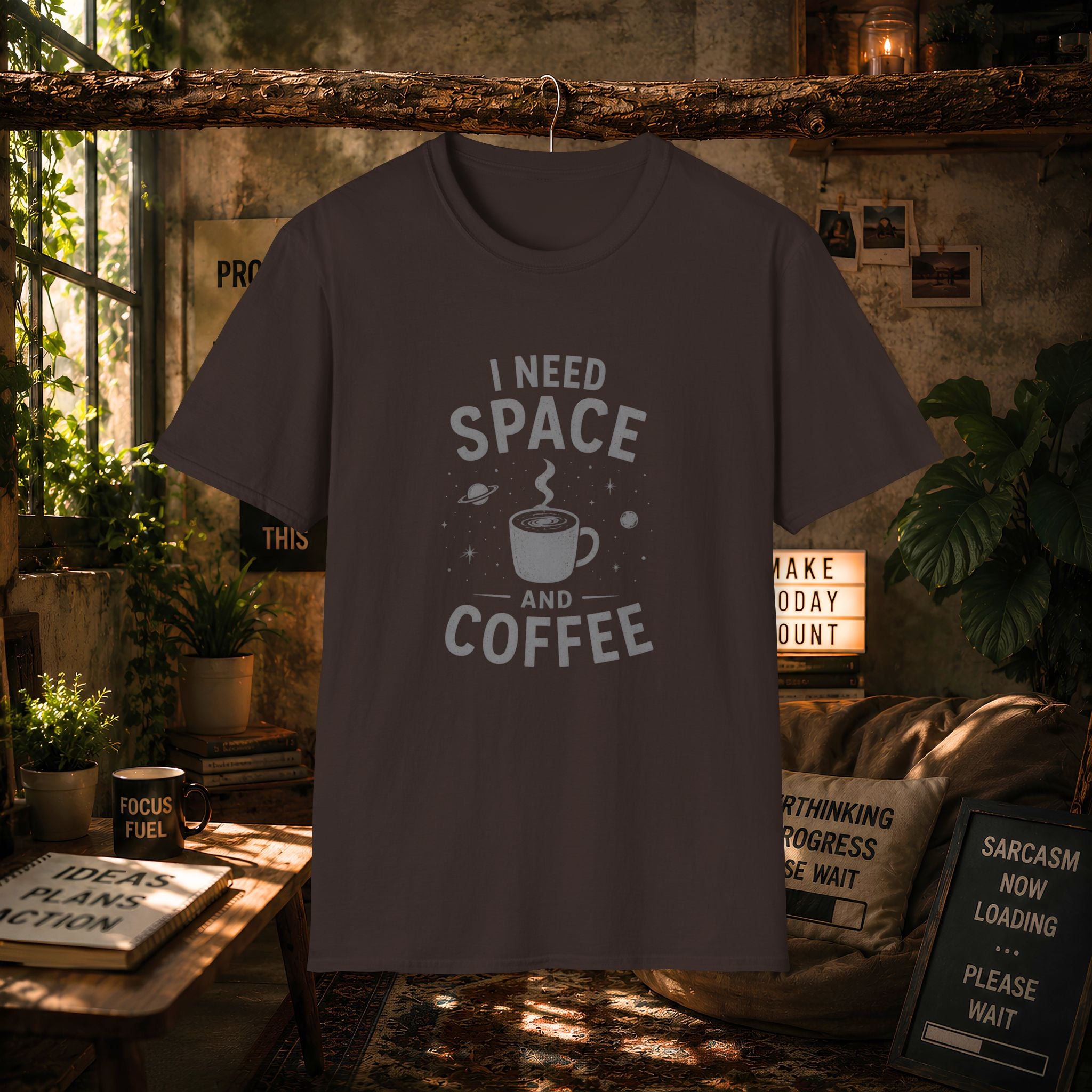 I Need Space and Coffee T-Shirt | Space Coffee Graphic Tee