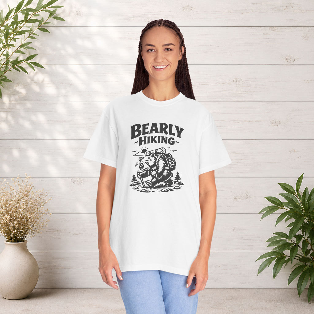 Bearly Hiking T-Shirt — Funny Bear Backpacking Graphic Tee for Hikers & Outdoor Lovers