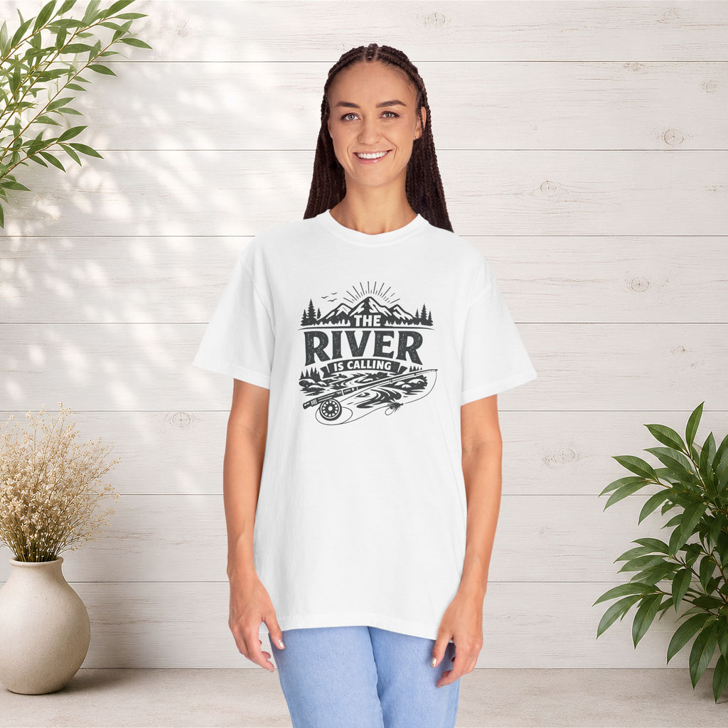 The River Is Calling T-Shirt — Rustic Fishing & Kayak Outdoor Tee
