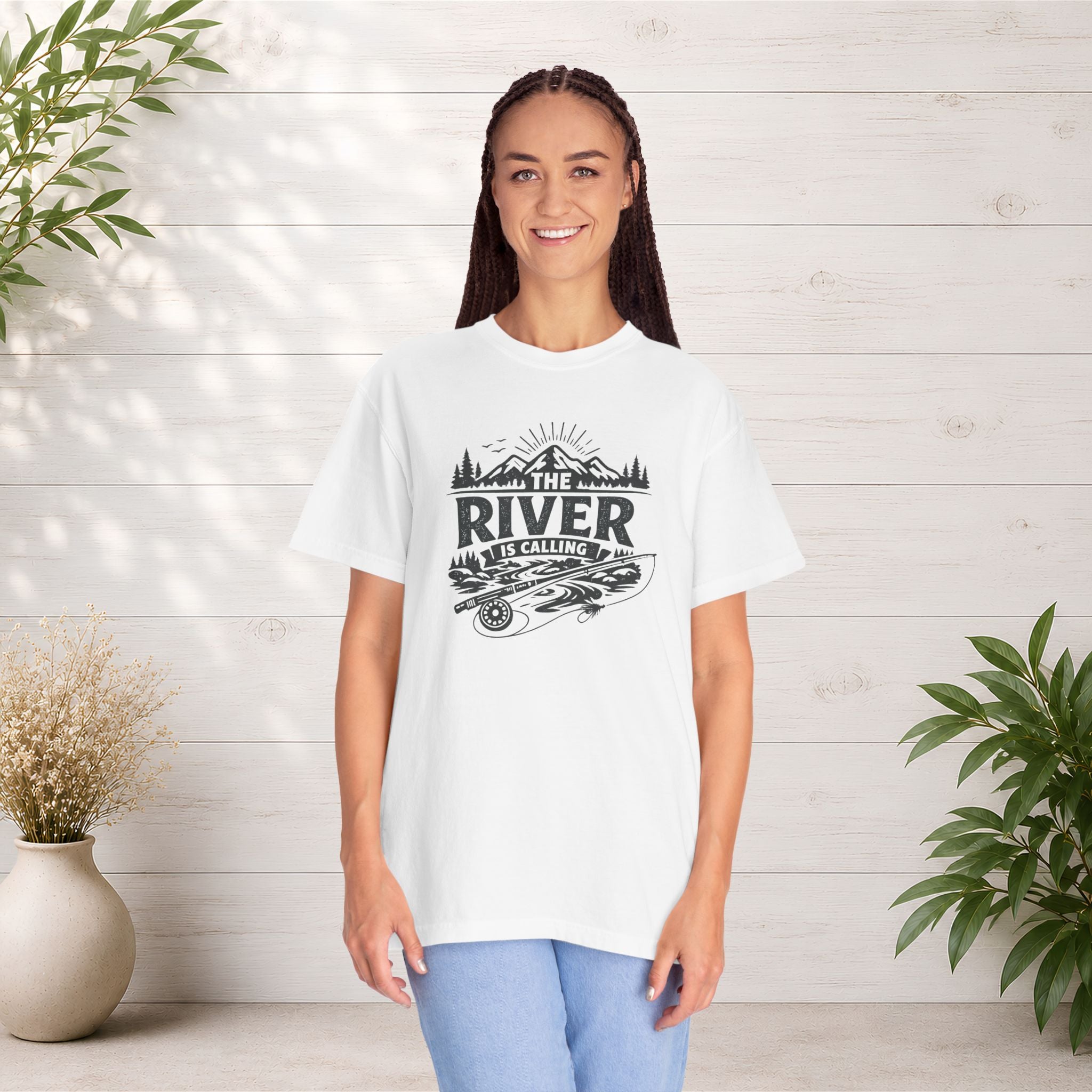 The River Is Calling T-Shirt — Rustic Fishing & Kayak Outdoor Tee