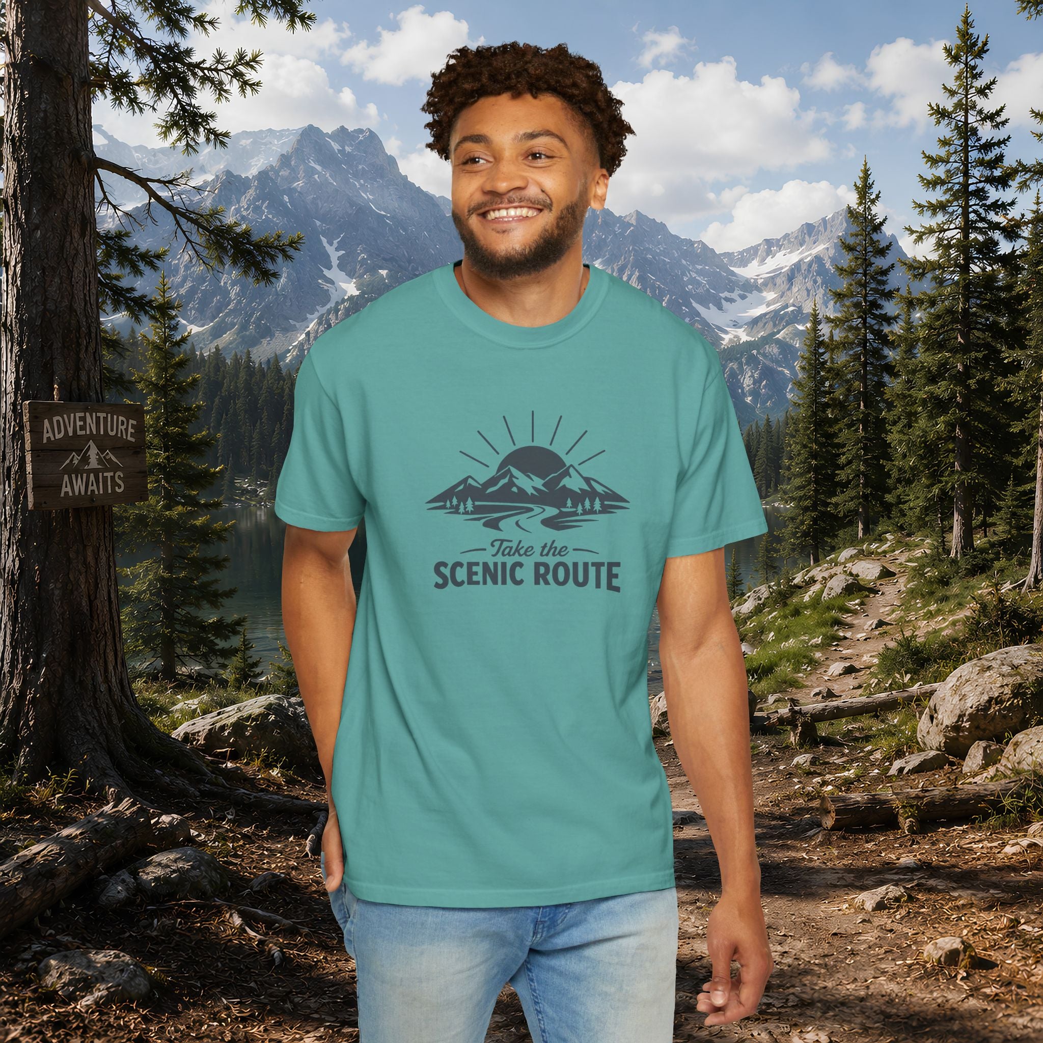 Scenic Route T‑Shirt — Take the Scenic Route Mountain Adventure Tee