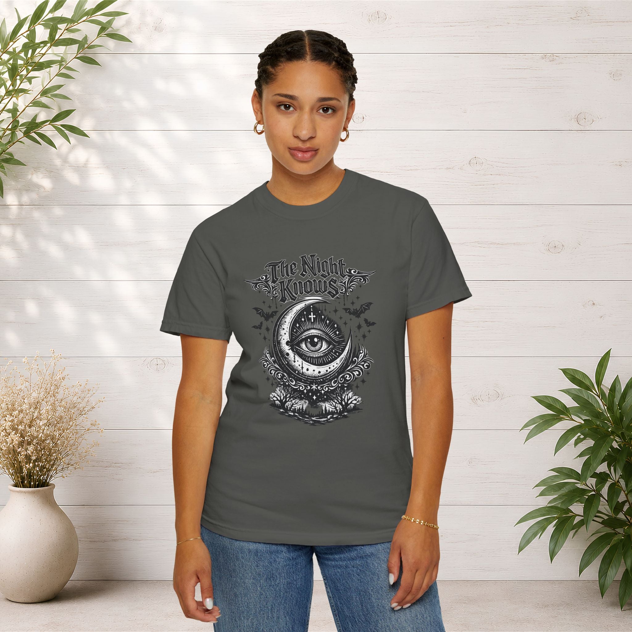 The Night Knows Eye T-Shirt — Mystical Gothic Graphic Tee