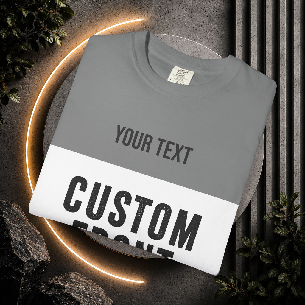 Custom Front Landscape Print T-Shirt — Personalized Text & Image Tee
