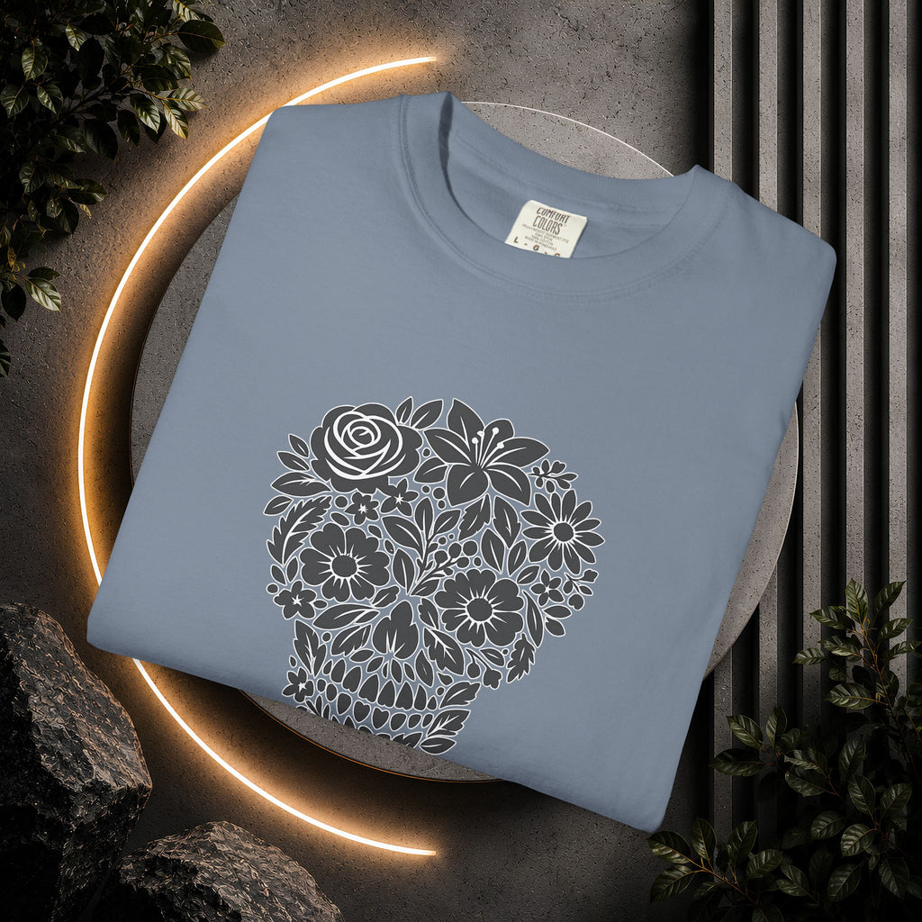 Floral Sugar Skull T-Shirt — Day of the Dead Floral Skull Tee