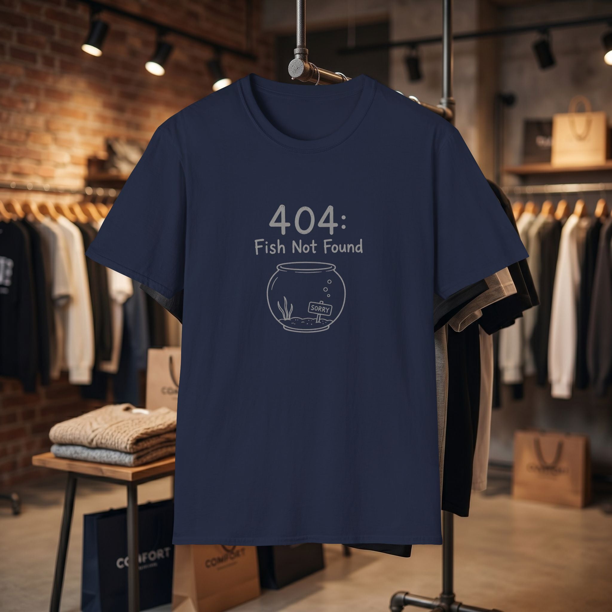404 Fish Not Found T-Shirt | Funny Fish Bowl Graphic Tee
