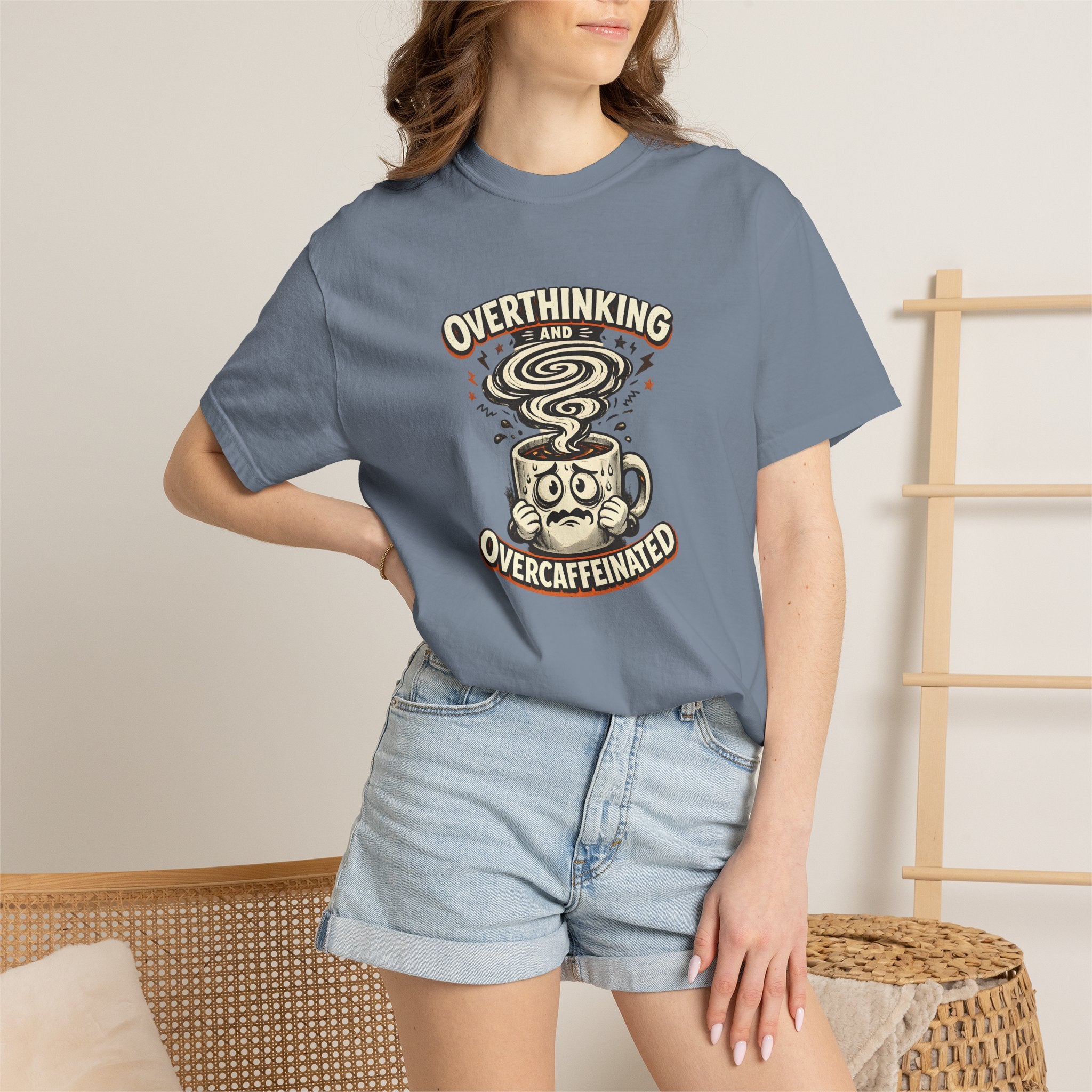 Overthinking & Overcaffeinated T-Shirt — Funny Coffee & Anxiety Graphic Tee