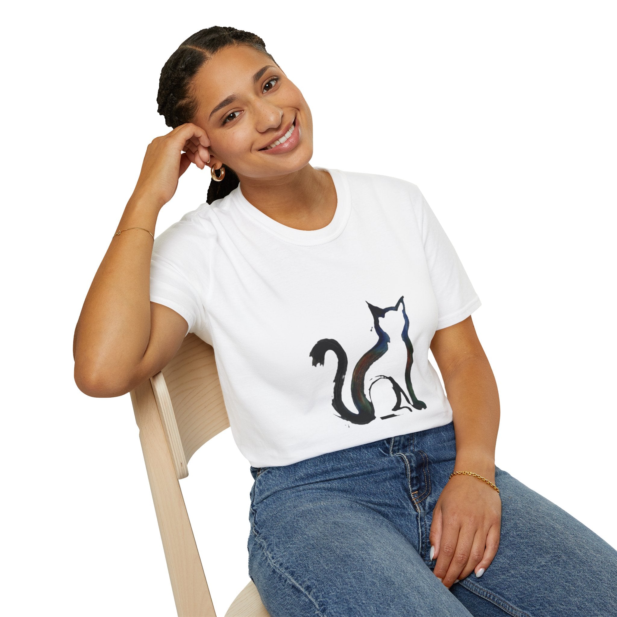 Silhouette Cat Illustration T-Shirt | Minimal Cat Artwork