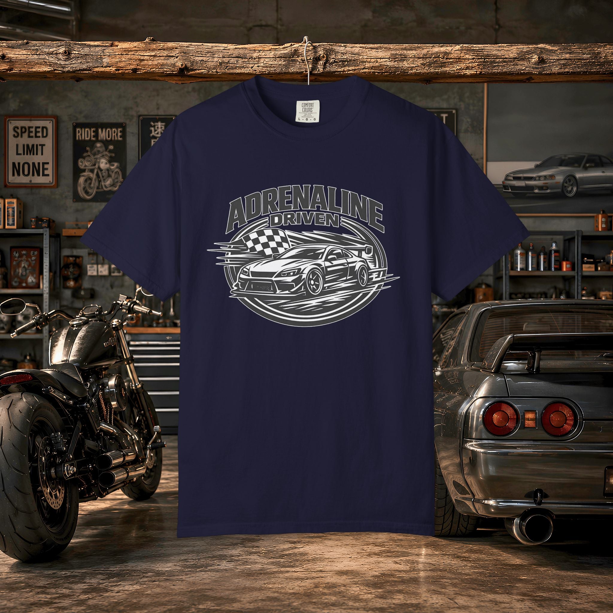 Adrenaline Driven Racing Tee — Street Race Car Graphic T-Shirt