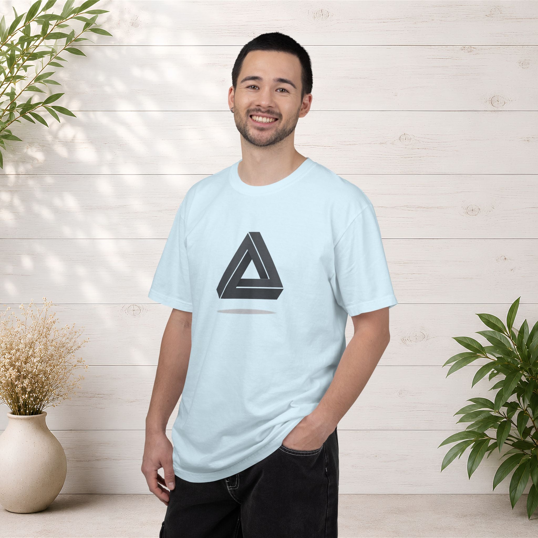 Optical Illusion Triangle T-Shirt — Geometric Penrose Design