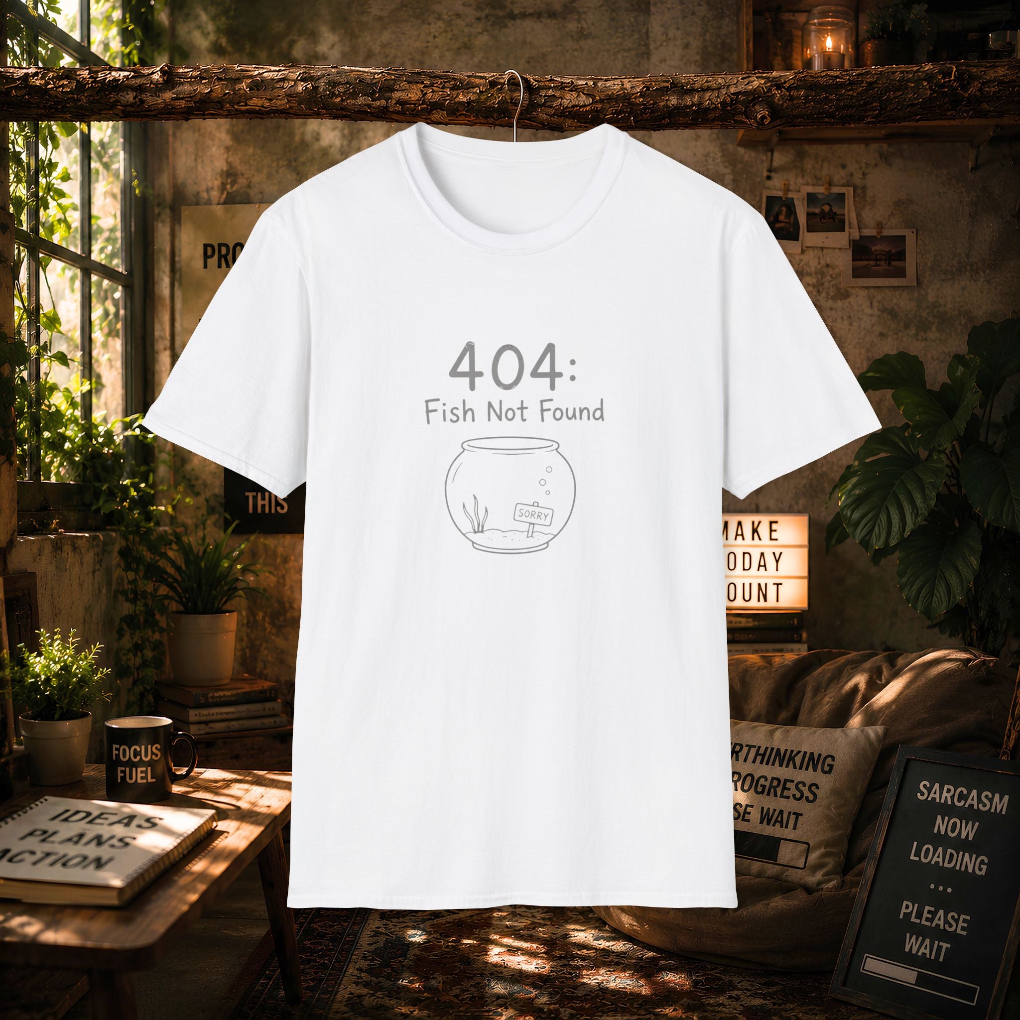 404 Fish Not Found T-Shirt | Funny Fish Bowl Graphic Tee