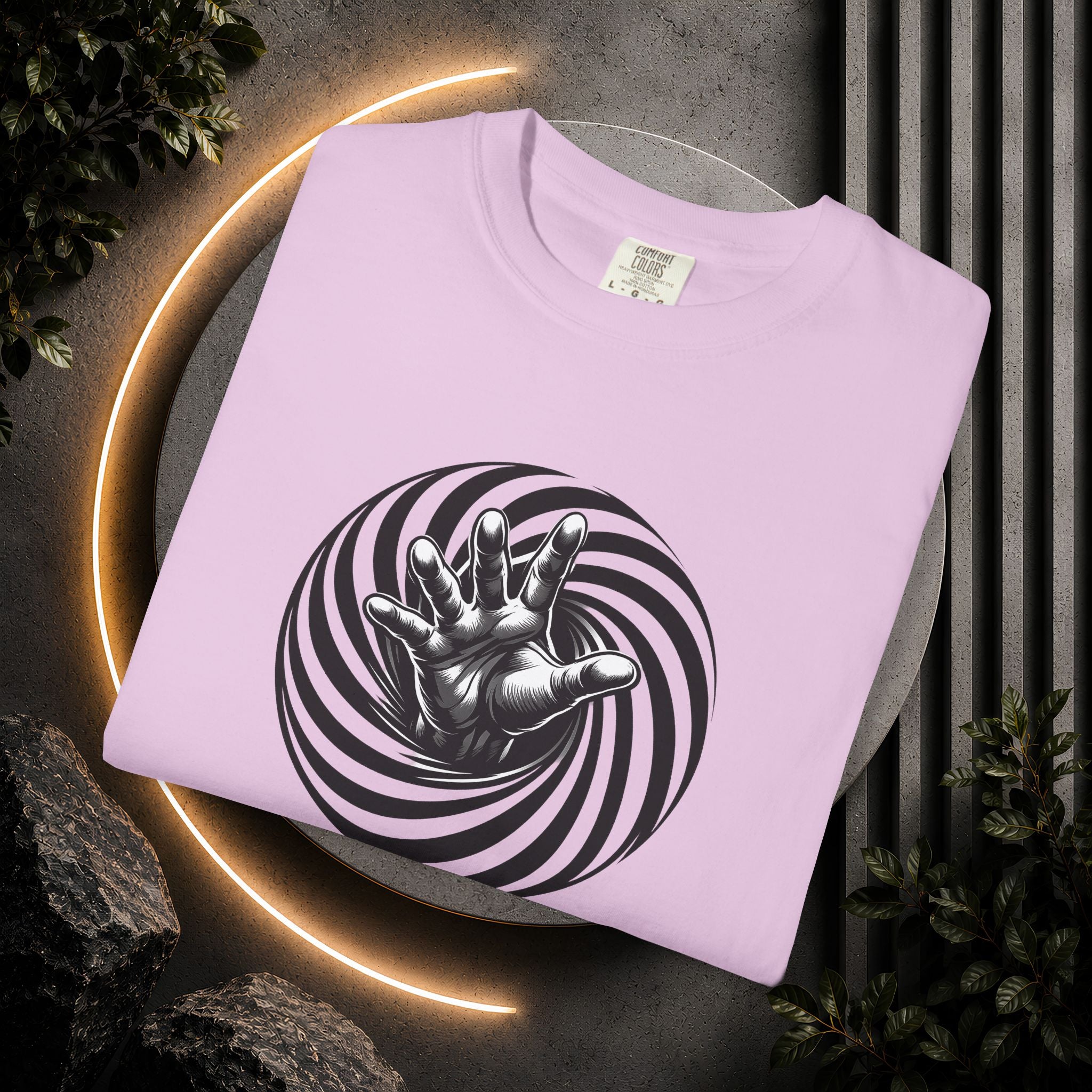 Optical Spiral Hand Graphic T-Shirt
