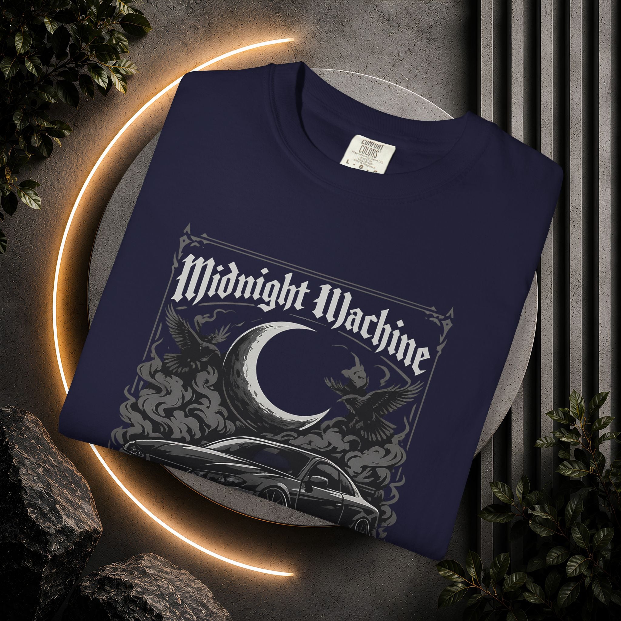 Midnight Machine Graphic T-Shirt — Retro Car Moon Tee for Night Drivers