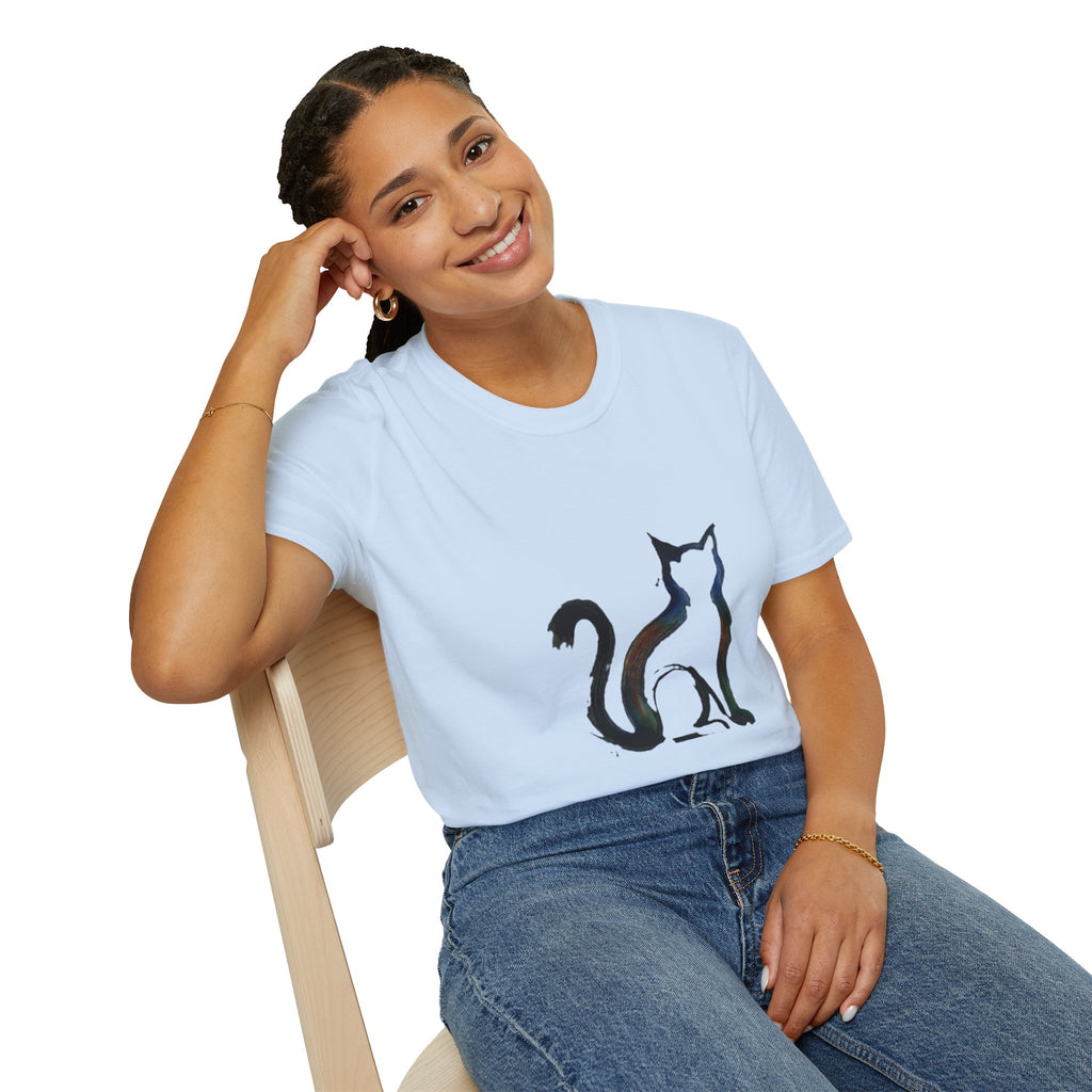 Silhouette Cat Illustration T-Shirt | Minimal Cat Artwork
