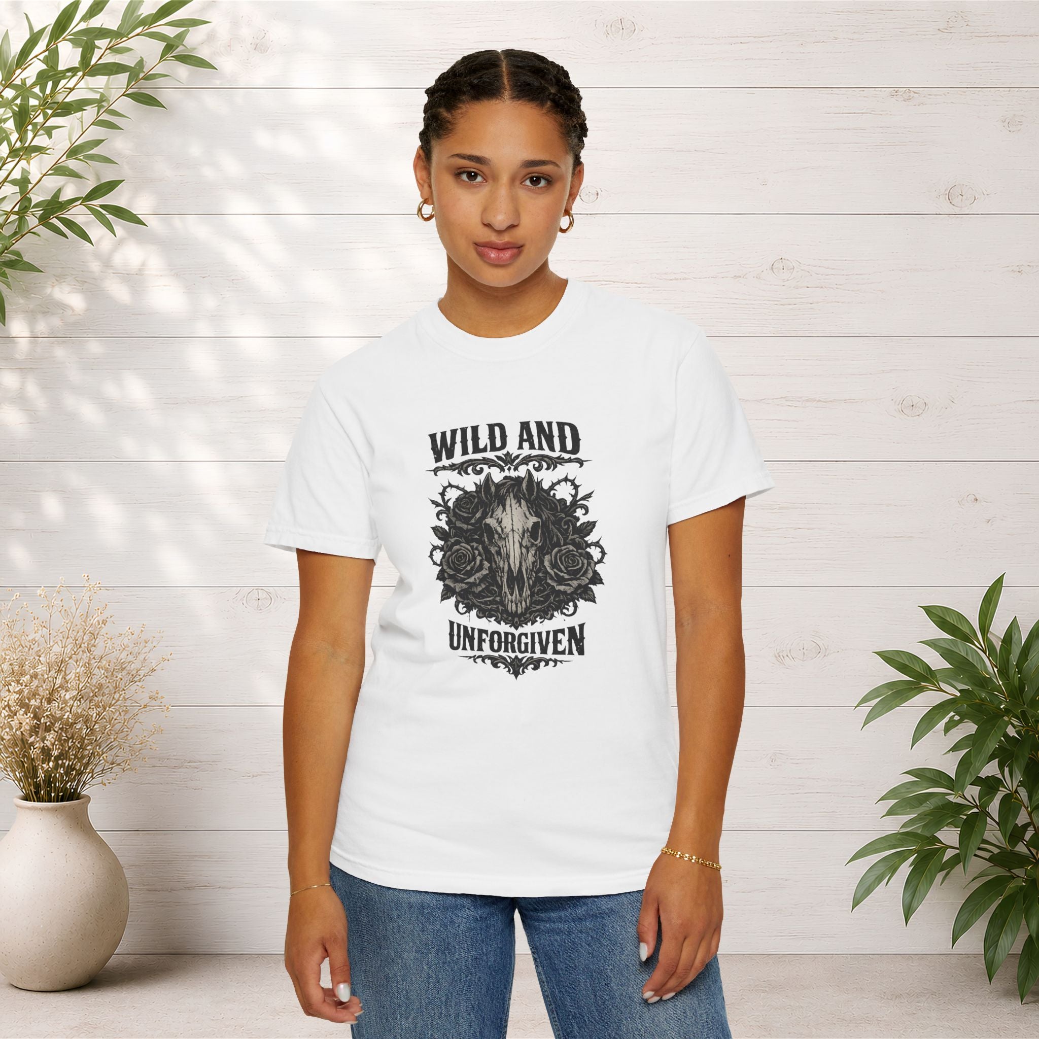 Wild and Unforgiven Skull Tee – Horse Rider Graphic T-Shirt